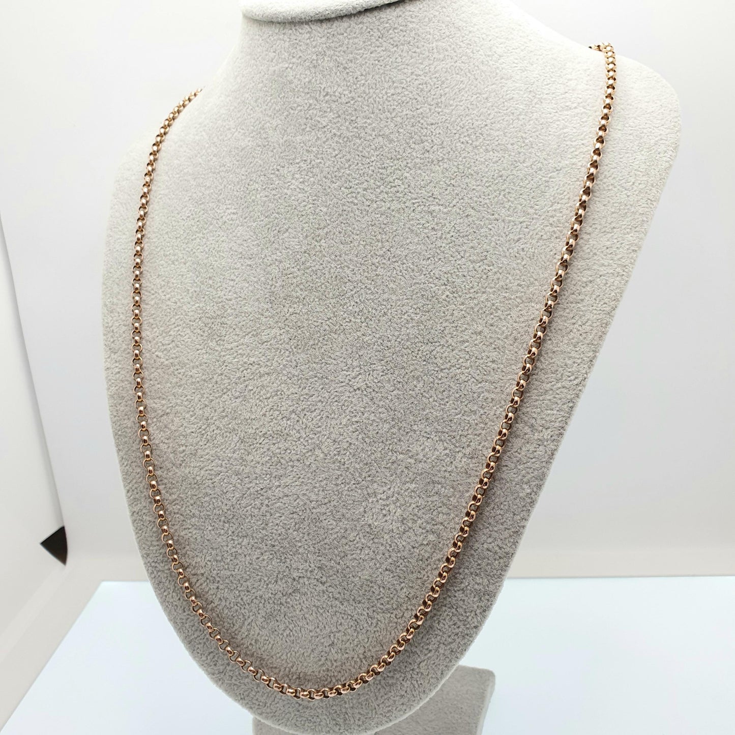 Antique Victorian 9ct Gold Belcher Chain Necklace Long Guard Solid 9k 375 Rose Gold Dog Clip 73cm 16.08g Vintage Jewelry Jewellery