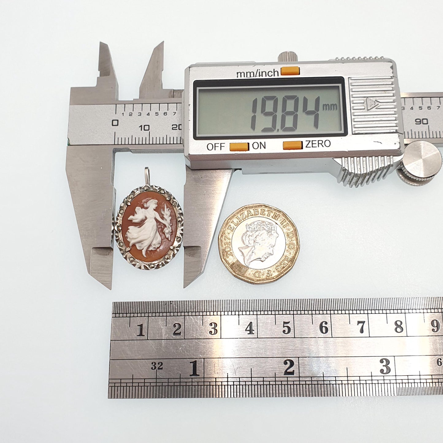 Antique Solid Silver Grace Cameo Necklace Pendant Marcasite Art Deco Shell Hand Carved Italian Jewelry Jewellery Jewelry