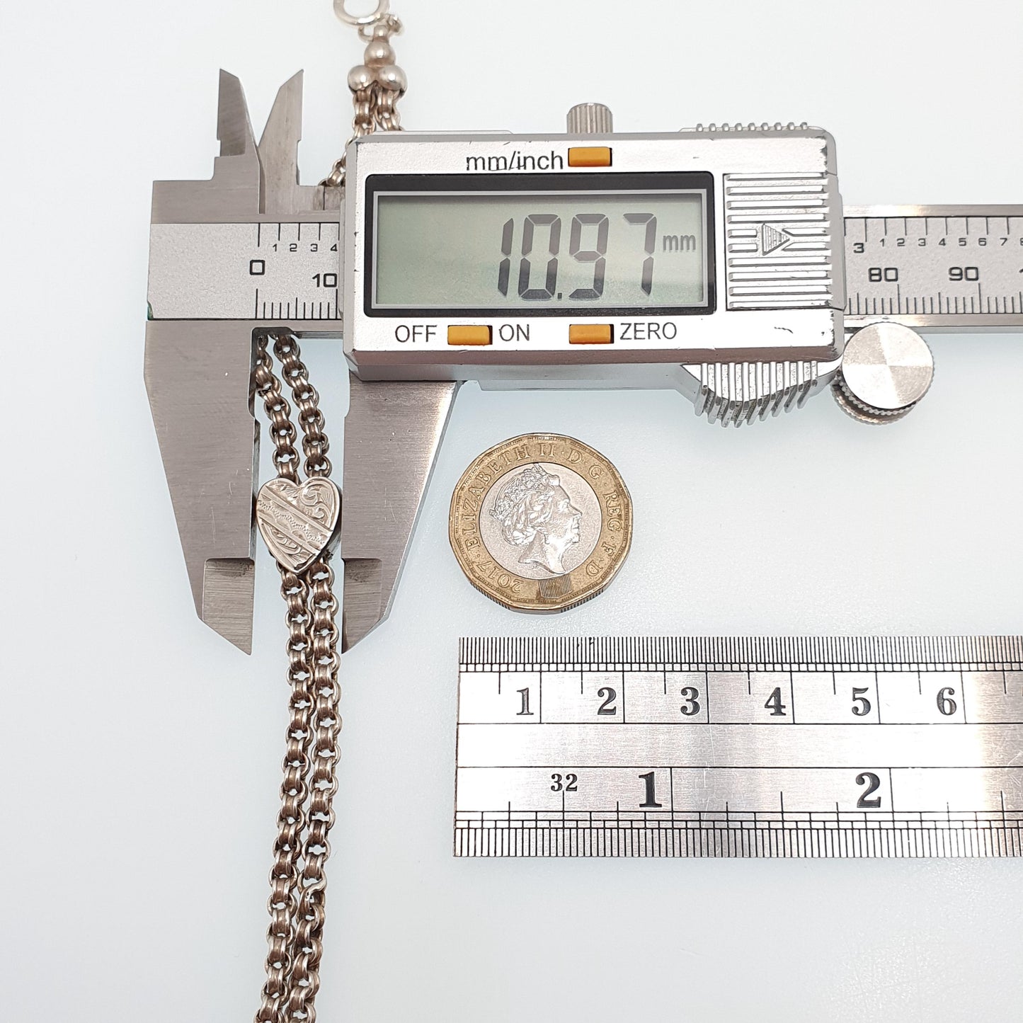 Antique Solid Silver Albertina Bracelet Victorian Heart Slider Belcher Rolo Link 10.87g 18cm Vintage Jewelry Jewellery