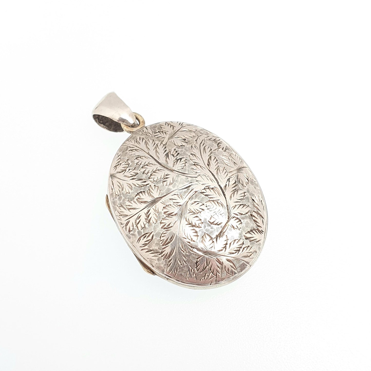 Antique Solid Silver Victorian Locket Oval Engraved Back and Front Necklace Vintage Pendant Womens Jewelry Jewellery
