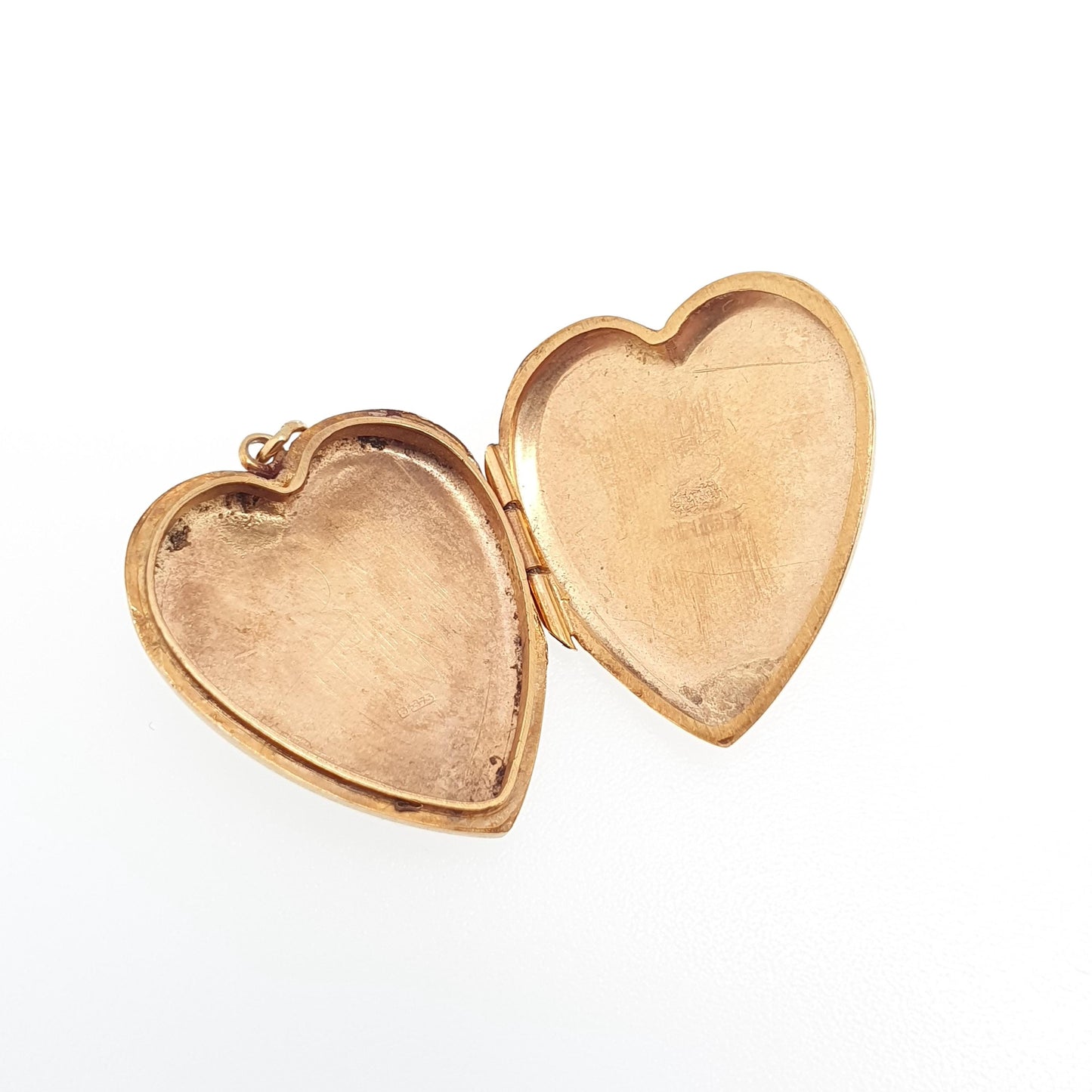 Vintage Solid 9k 375 Gold Heart Locket All 9ct 9 Carat Necklace Hand Engraved Cute Photo Picture Pendant