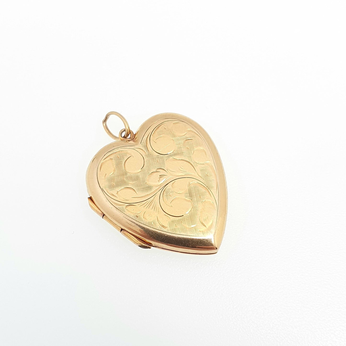 Vintage Solid 9k 375 Gold Heart Locket All 9ct 9 Carat Necklace Hand Engraved Cute Photo Picture Pendant