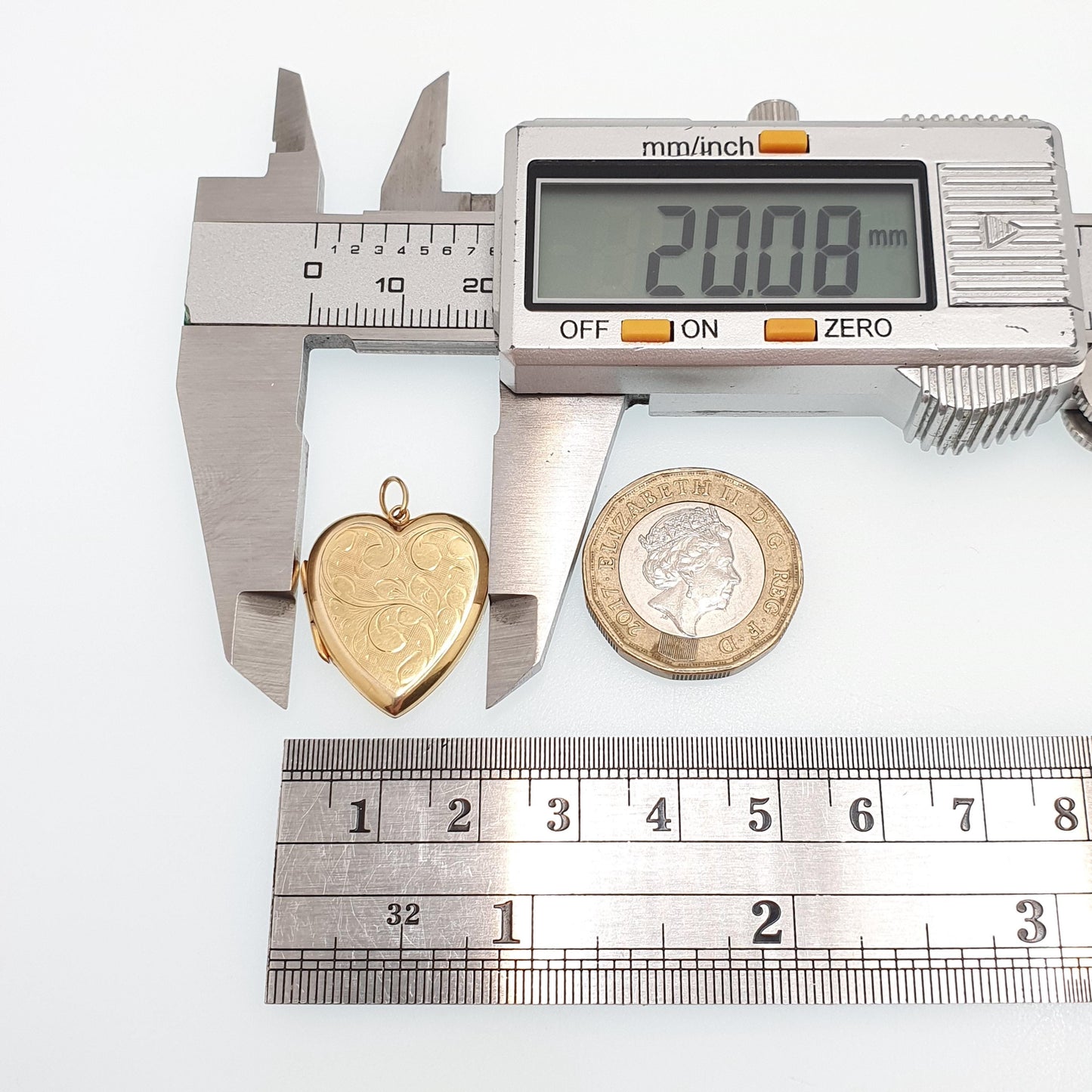 Vintage Solid 9k 375 Gold Heart Locket All 9ct 9 Carat Necklace Hand Engraved Cute Photo Picture Pendant