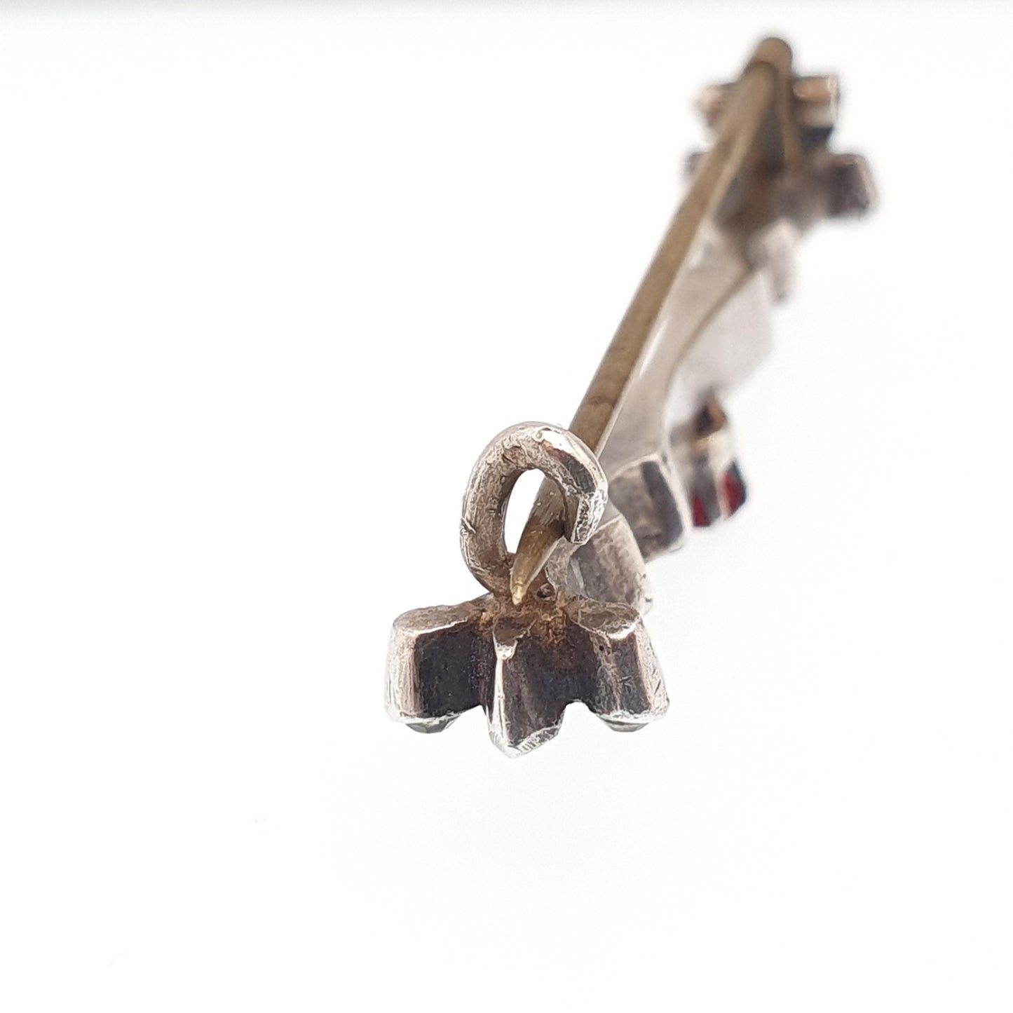 Antique Victorian Solid Silver Garnet & Diamond Paste Brooch Genuine Real 1800s Sparkly Vintage Womens Jewelry Jewellery