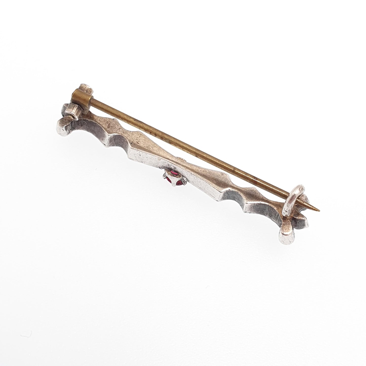 Antique Victorian Solid Silver Garnet & Diamond Paste Brooch Genuine Real 1800s Sparkly Vintage Womens Jewelry Jewellery