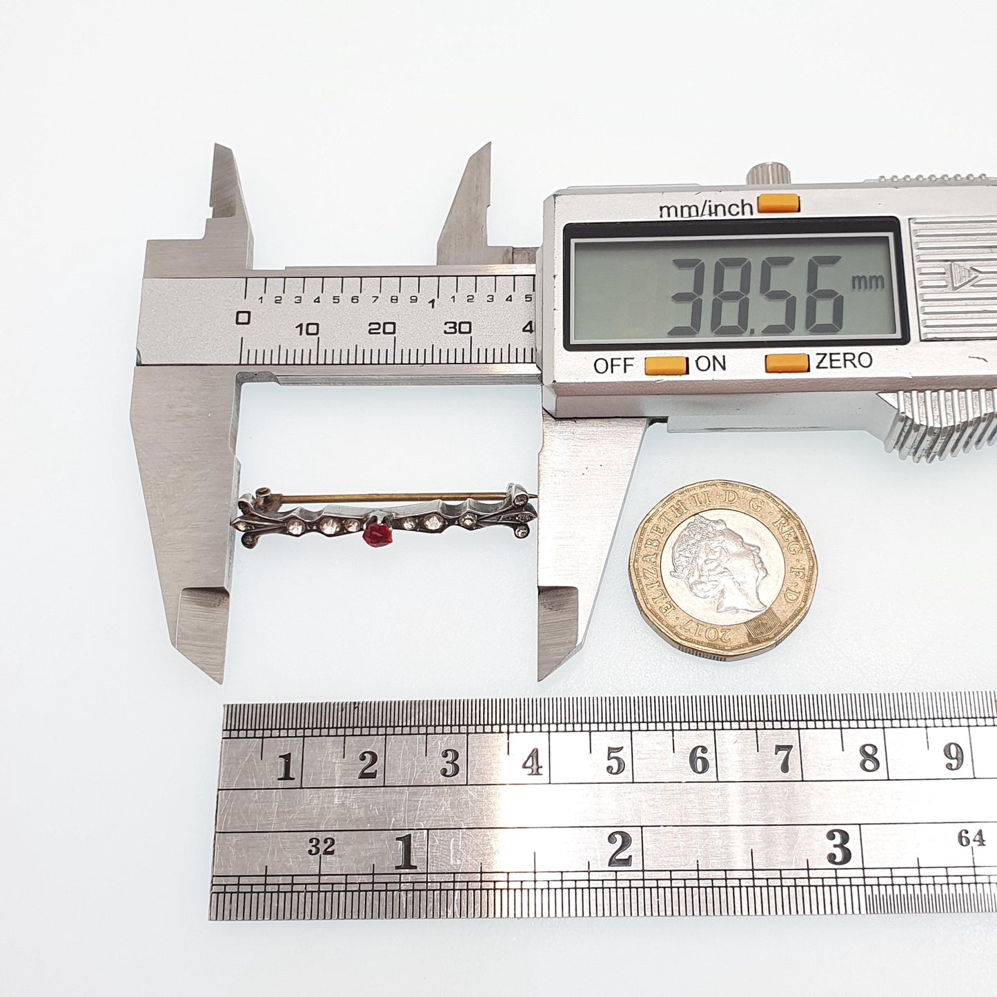 Antique Victorian Solid Silver Garnet & Diamond Paste Brooch Genuine Real 1800s Sparkly Vintage Womens Jewelry Jewellery