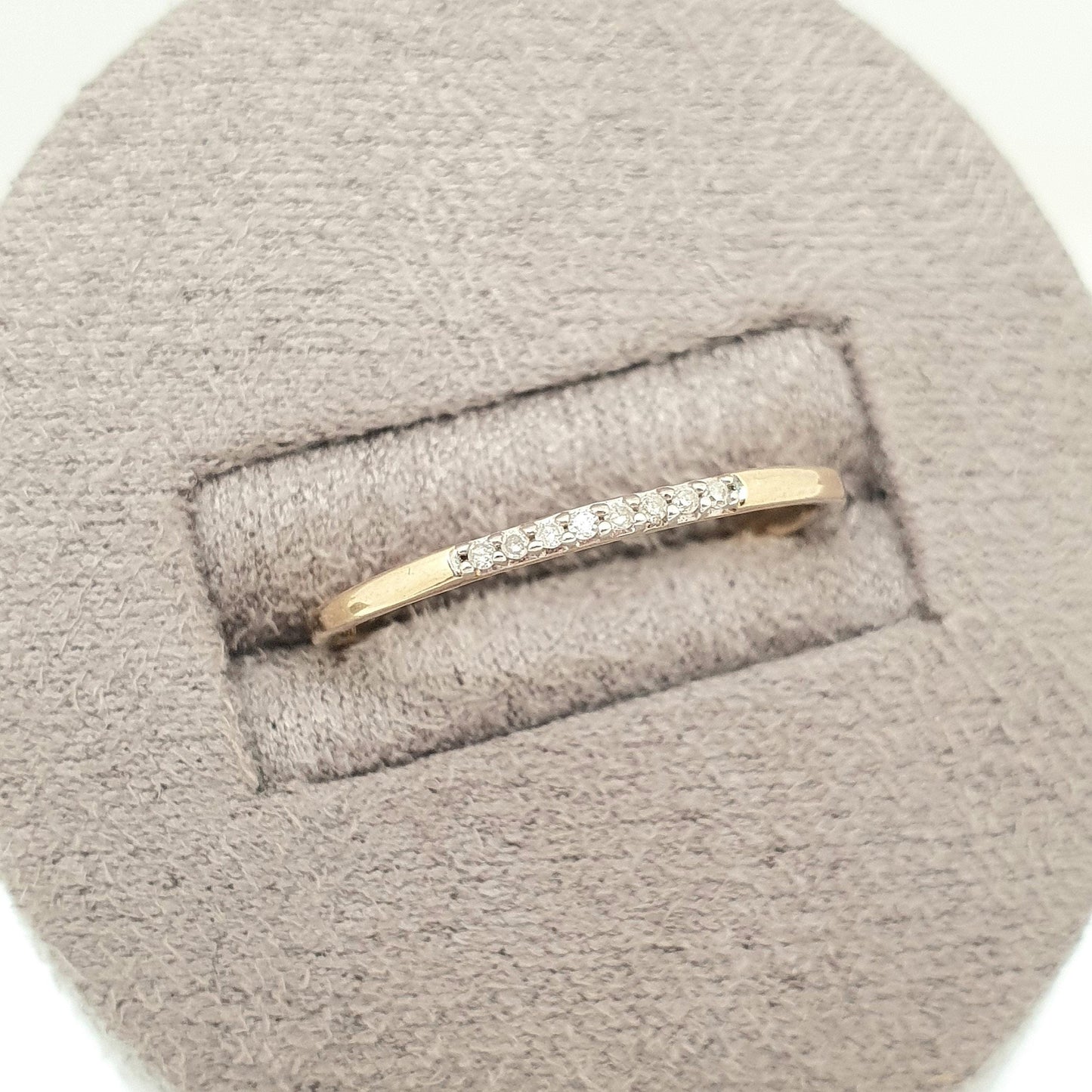 Vintage 9k 9ct Solid Gold Diamond Band Ring Genuine Diamonds Stacker Stacking Fine Thin Jewelry Jewellery