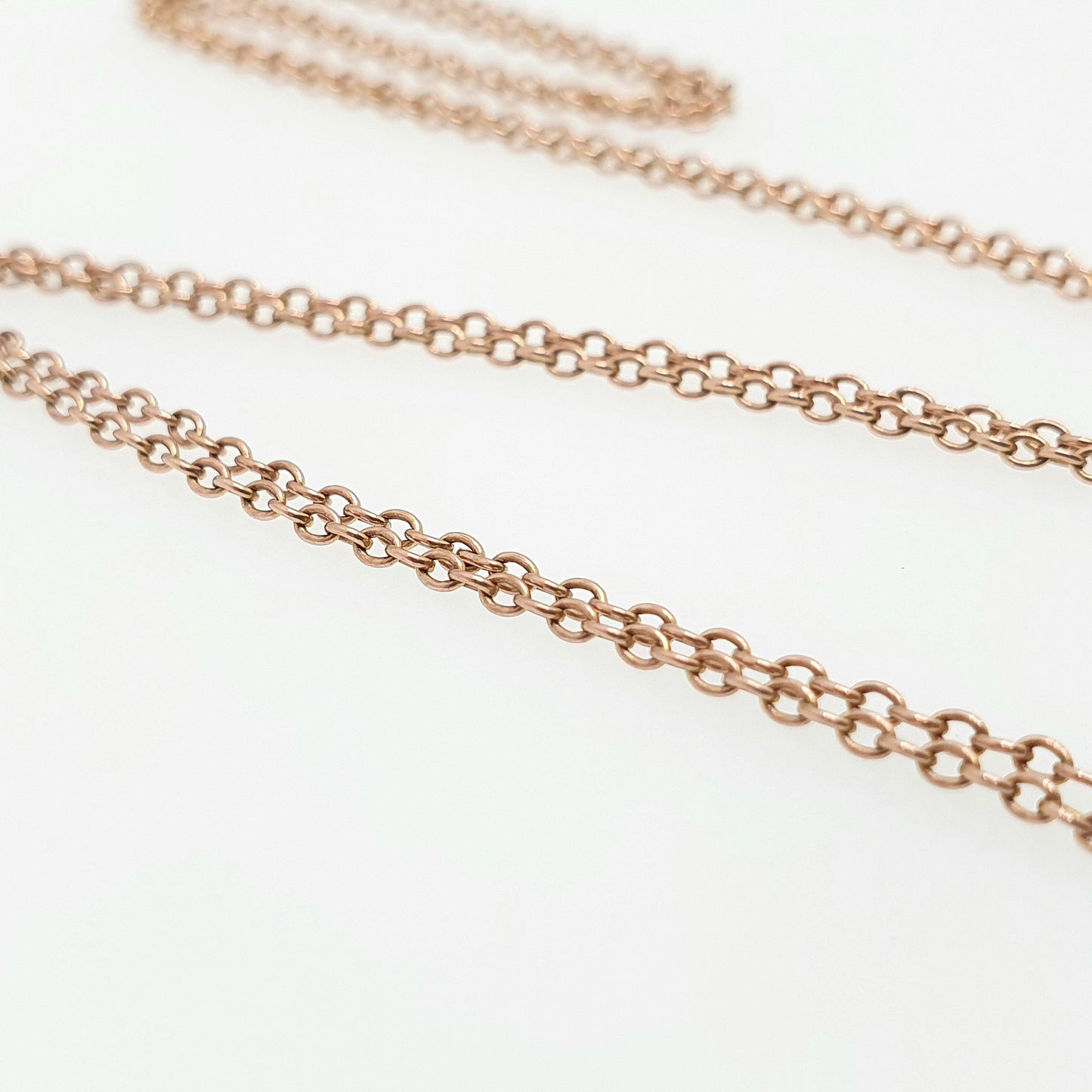 Antique 9ct 375 Rose Gold Chain Necklace Cable Trace Link Victorian 57cm 22.4" 2.66g Solid 9k Vintage Jewelry Jewelry