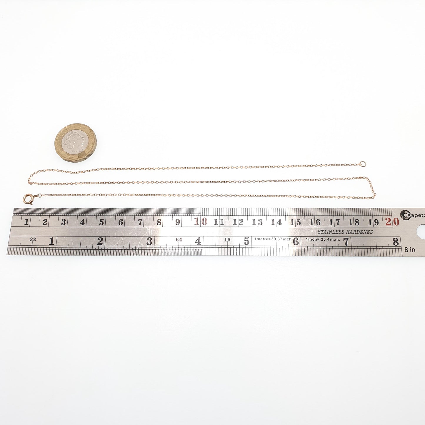 Antique 9ct 375 Rose Gold Chain Necklace Cable Trace Link Victorian 57cm 22.4" 2.66g Solid 9k Vintage Jewelry Jewelry