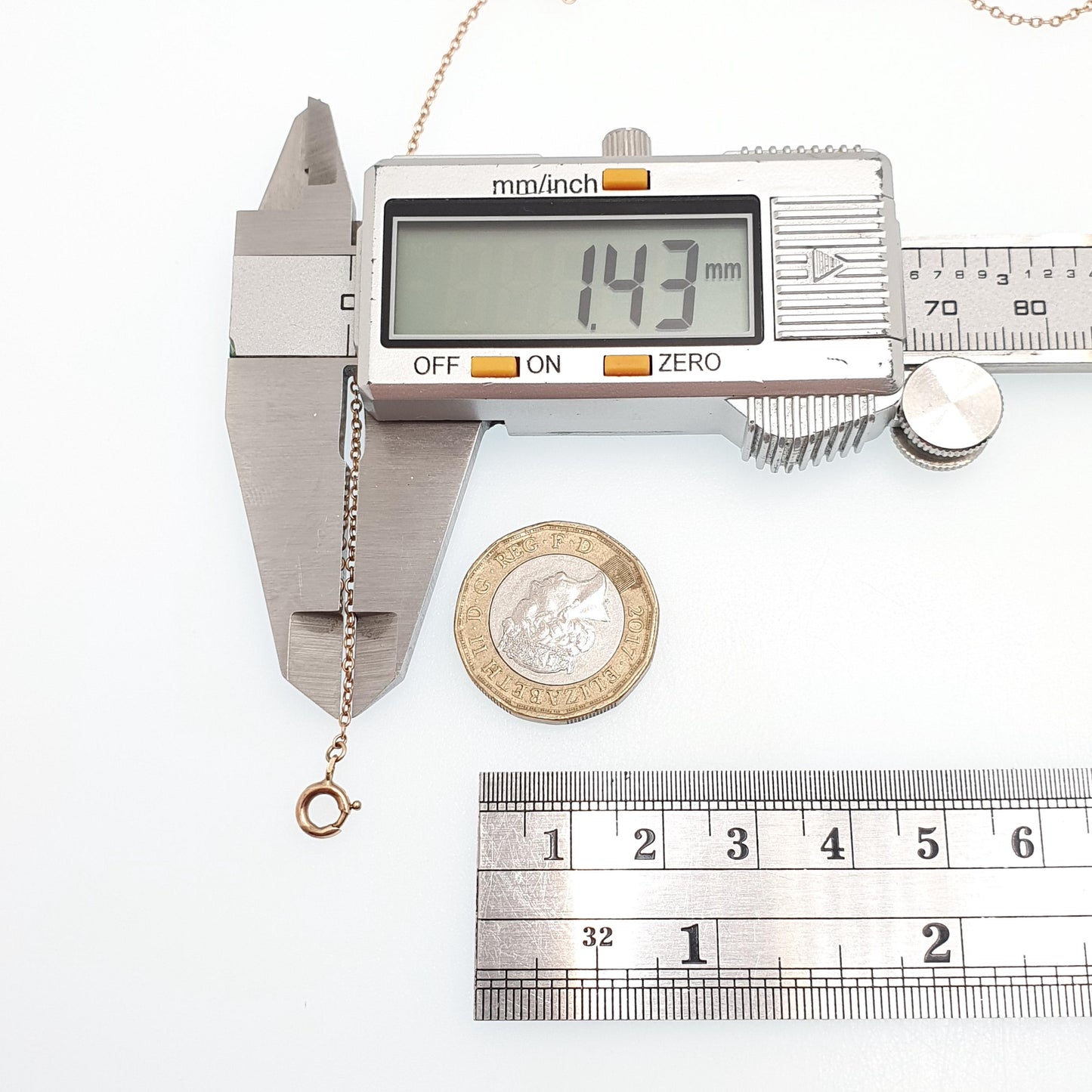 Antique 9ct 375 Rose Gold Chain Necklace Cable Trace Link Victorian 57cm 22.4" 2.66g Solid 9k Vintage Jewelry Jewelry