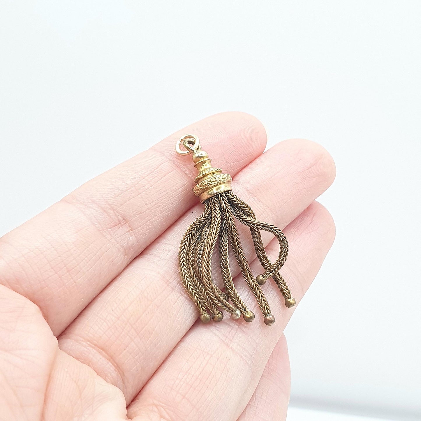 Antique Victorian Rolled Gold Tassel Fob Pendant Albert Chain Charm Beaded Gold Filled Vintage Ladies Unisex Womens NecklaceJewelry