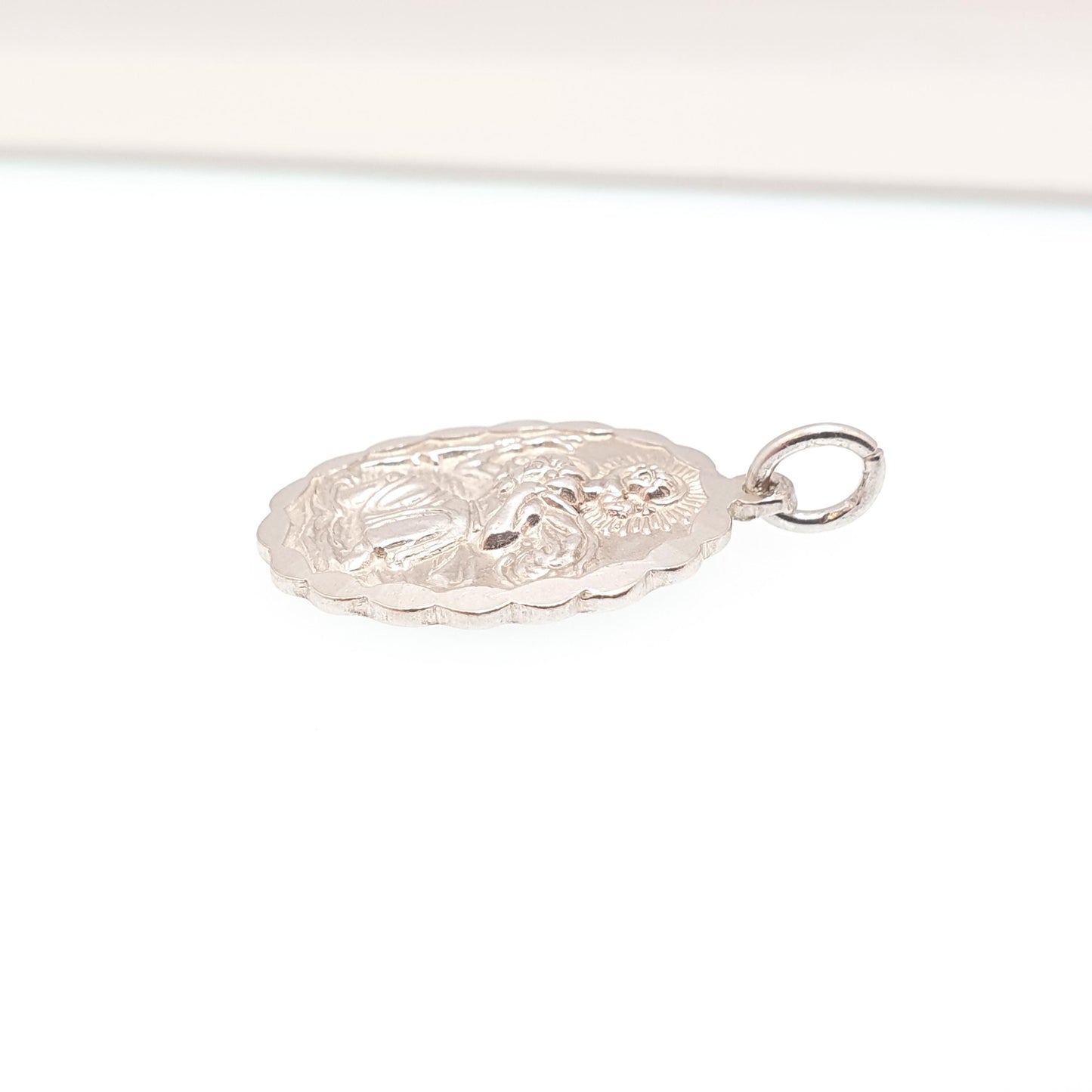 GEORG JENSEN Vintage Sterling Silver St Christopher Pendant Necklace Car Plane Oval Double Sided Necklace Saint Jewellery Jewelry Men Women