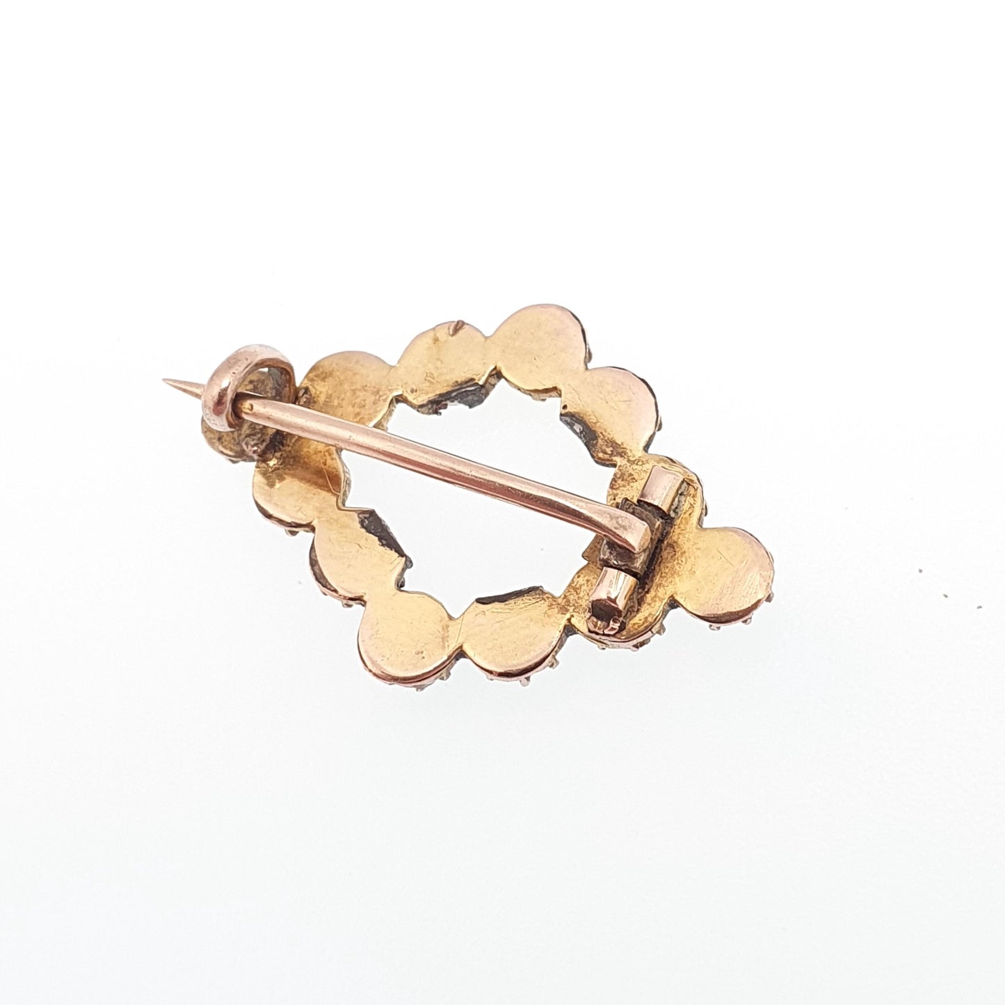 Antique 9k 9ct Gold Seed Pearl Brooch Victorian Pin Kite Shape Solid 375 Natural Pearls Jewelry Jewellery Vintage