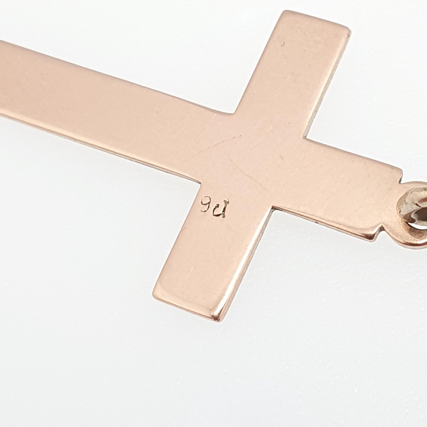 Antique 9ct 9k Rose Gold Crucifix Necklace Cross Pendant Plain Smooth Cruciform Solid 375 Vintage Womens Mens Jewellery Jewelry