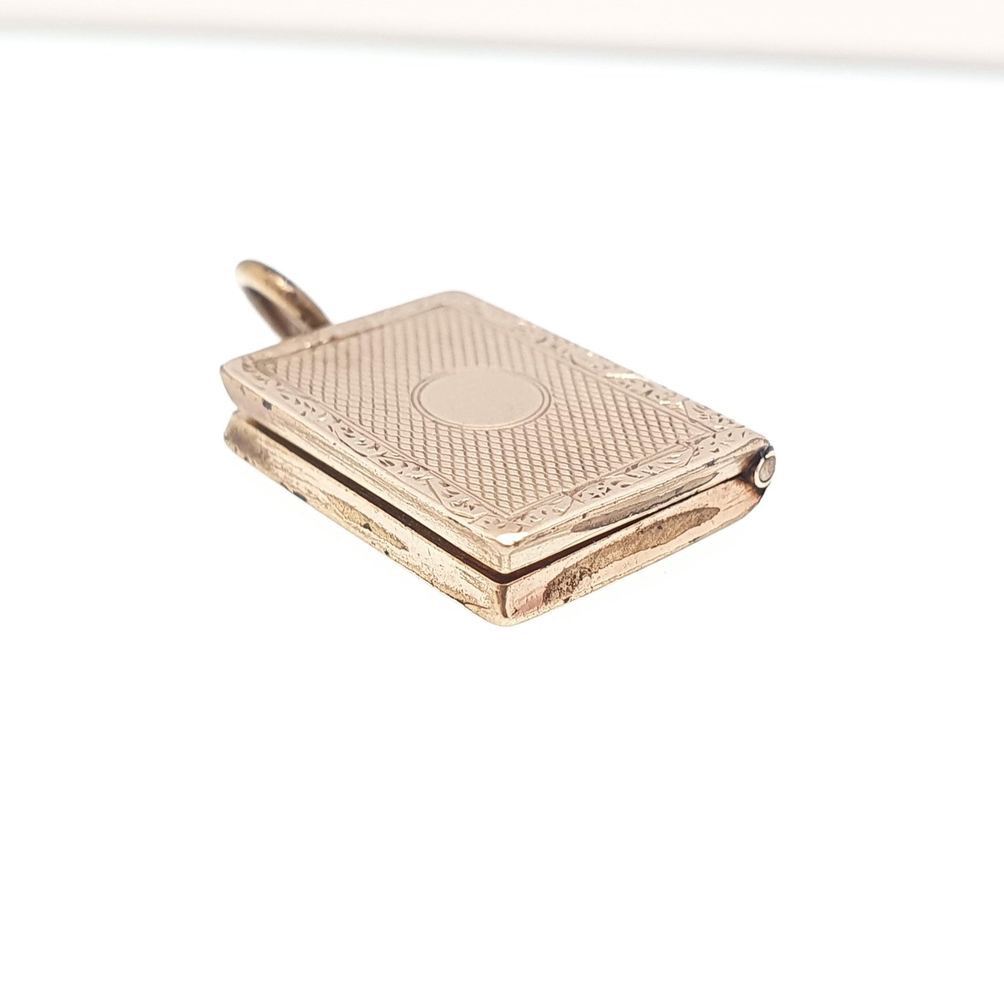 Antique 9ct 9k Gold Book Locket Pendant Victorian Solid 375 Back & Front Picture Photo Vintage Necklace Jewelry Womens Jewellery