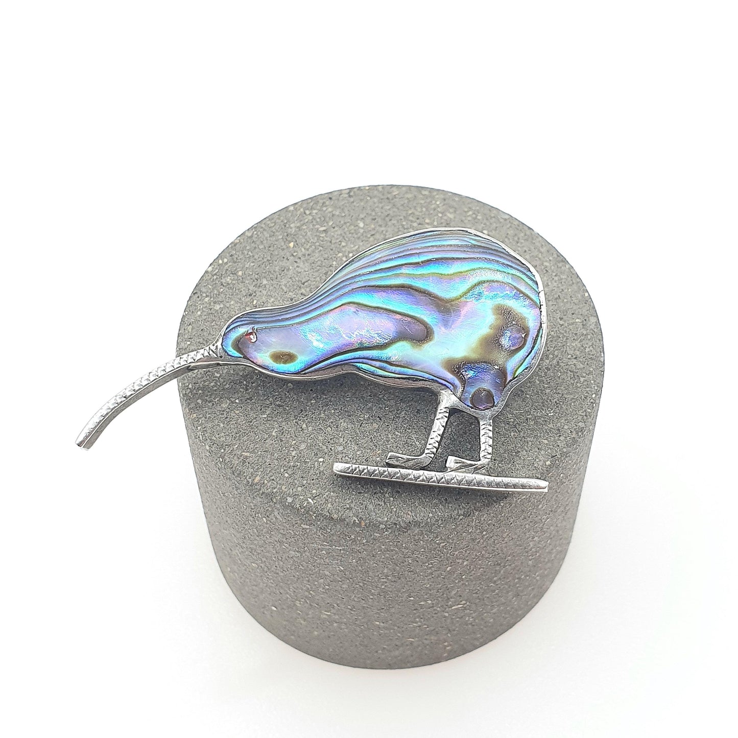 Old Vintage Sterling Silver Kiwi Bird Brooch Abalone Shell NZ New Zealand National Birds Unisex Jewelry Jewellery Bird Animal