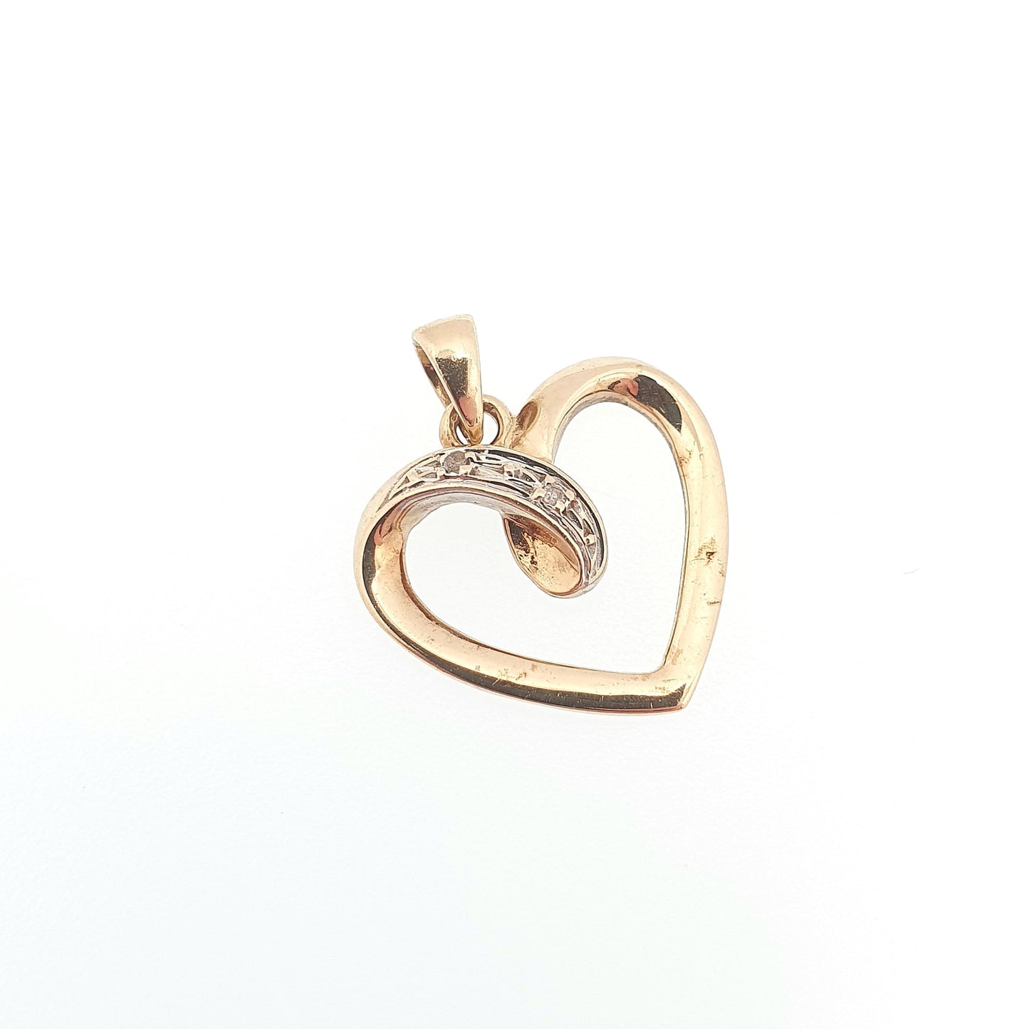 Vintage 9ct 9k Gold Heart Diamond Pendant Genuine Diamonds Gemstone Necklace Solid 375 Love Womens Jewelry Jewellery