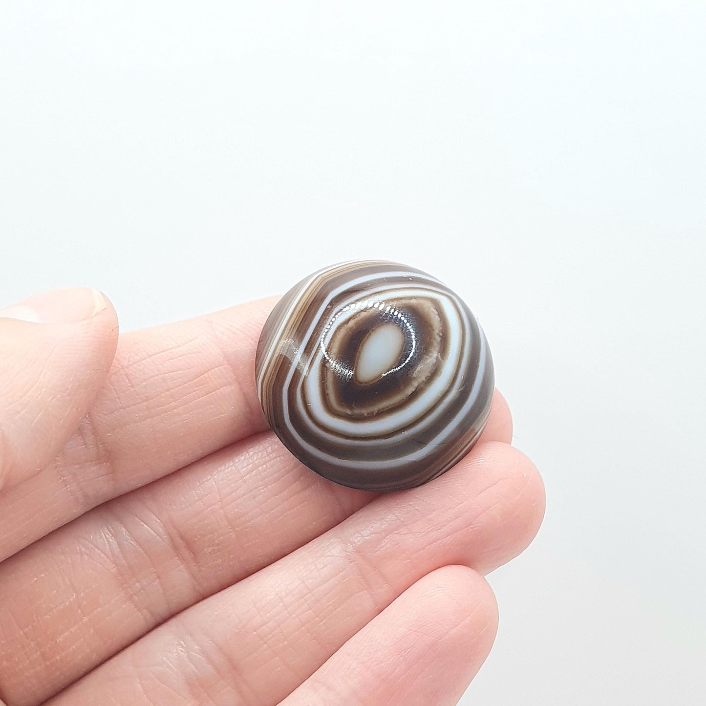 Antique Victorian Banded Agate Brooch Striped Quartz Brown and White Large Cabochon  Unisex Jewelry Womens Ladies Jewellery