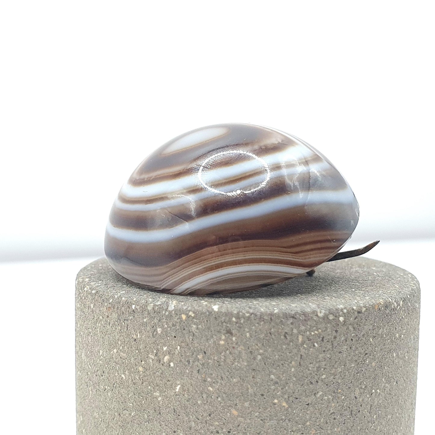 Antique Victorian Banded Agate Brooch Striped Quartz Brown and White Large Cabochon  Unisex Jewelry Womens Ladies Jewellery
