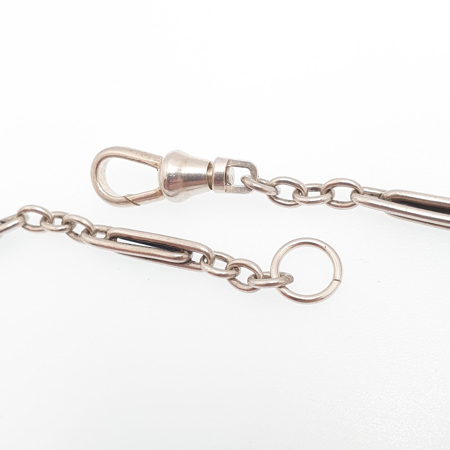 Antique Victorian Solid Silver Staple Link Chain Necklace Figaro 43cm 16.9" 16.53g Dog Clip Trombone Paperclip Links Jewellery Jewelry