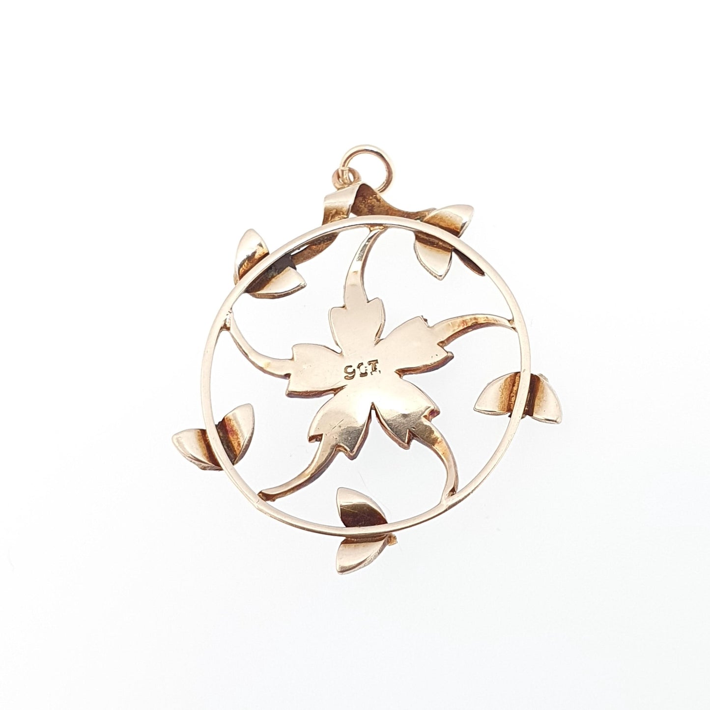 Antique 9ct Gold Seed Pearl Necklace Pendant Star Flower Art Nouveau Swirl Spiral Solid 9k 375 Victorian Vintage Jewellery Jewelry