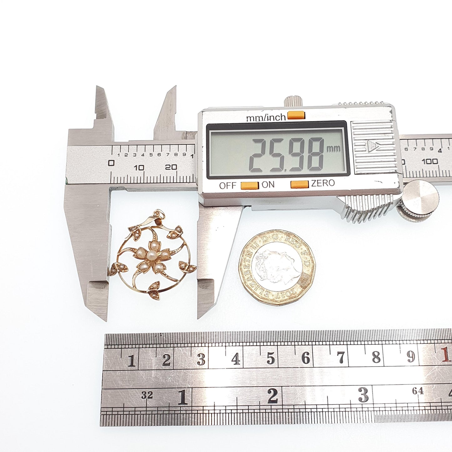 Antique 9ct Gold Seed Pearl Necklace Pendant Star Flower Art Nouveau Swirl Spiral Solid 9k 375 Victorian Vintage Jewellery Jewelry