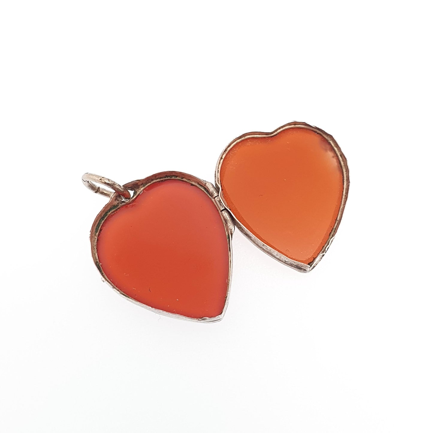 Antique Victorian Solid Silver Agate Locket Heart Pendant Necklace Genuine Gemstone Vintage Jewelry Jewellery