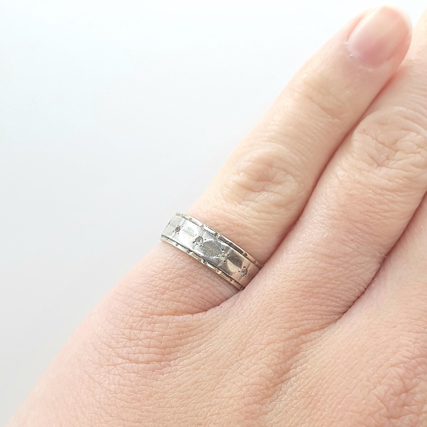 Antique Art Deco 9ct Gold & Silver Eternity Ring White Spinel Art Deco Vintage 1920s Sparkly Womens Unisex Jewelry Jewellery
