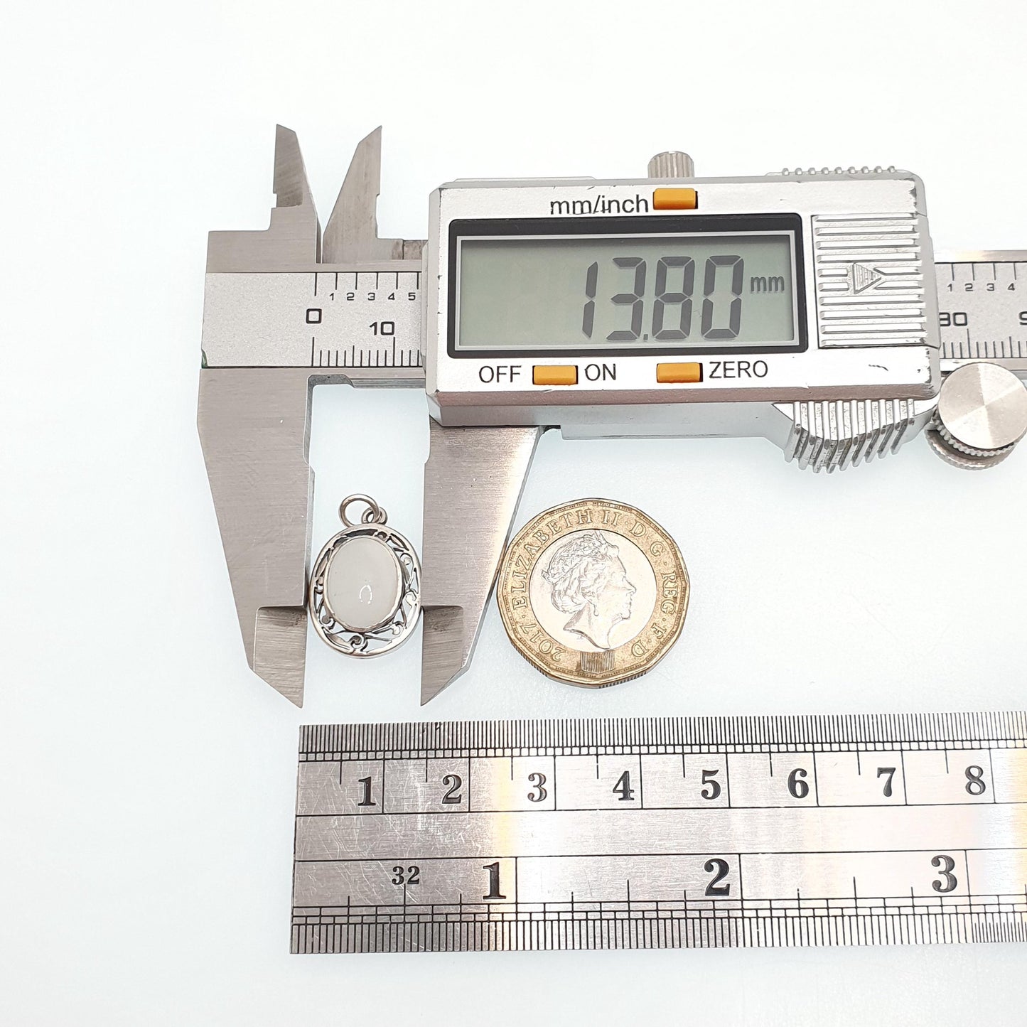 Antique Moonstone Solid Silver Necklace Pendant Bernard Instone Style White Cabochon Cut Gemstone Adularescence Jewelry Jewellery