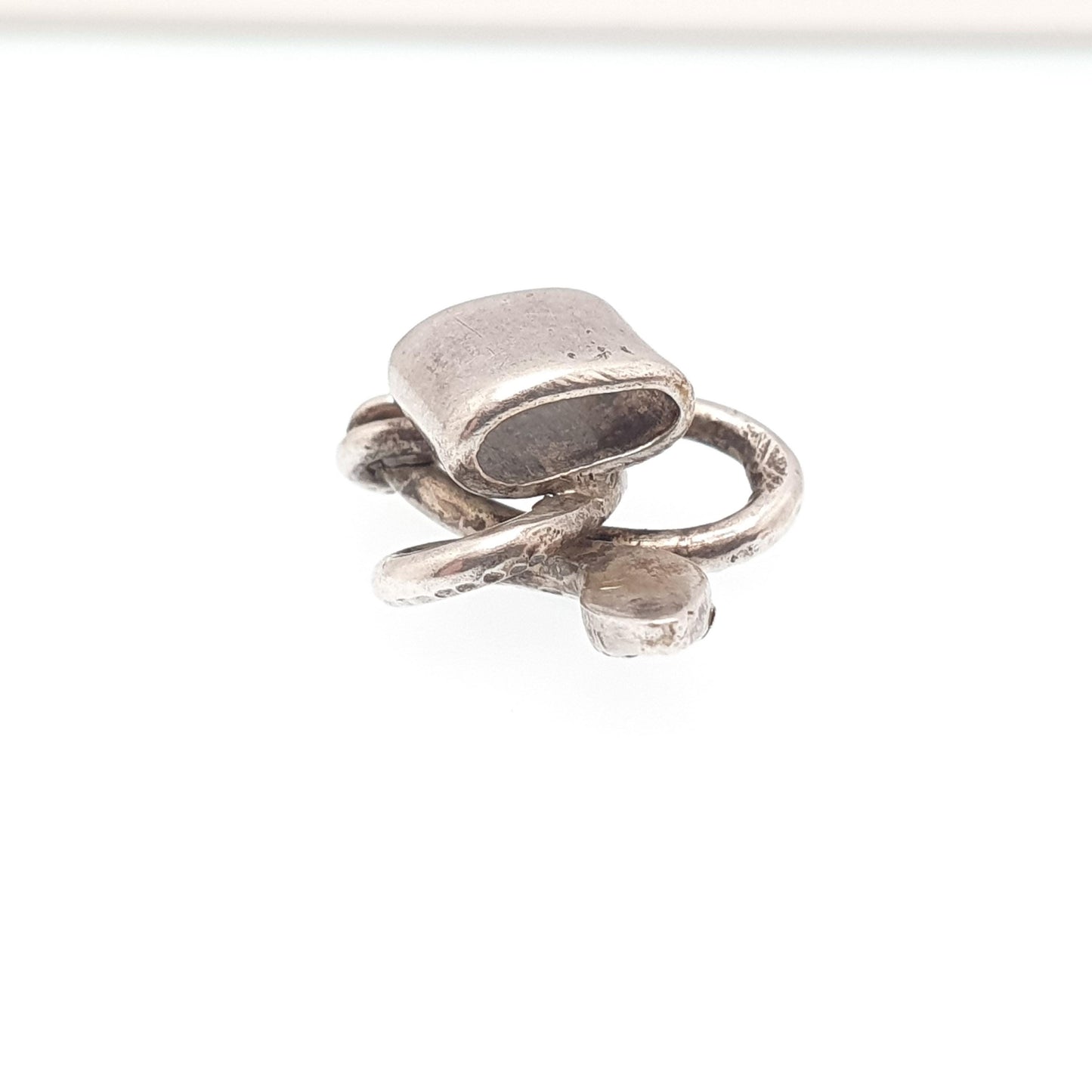 Antique Solid Silver Snake Chain Slider For Necklace Bracelet Ruby Paste Serpent Eternal Love Vintage Jewelry Jewellery