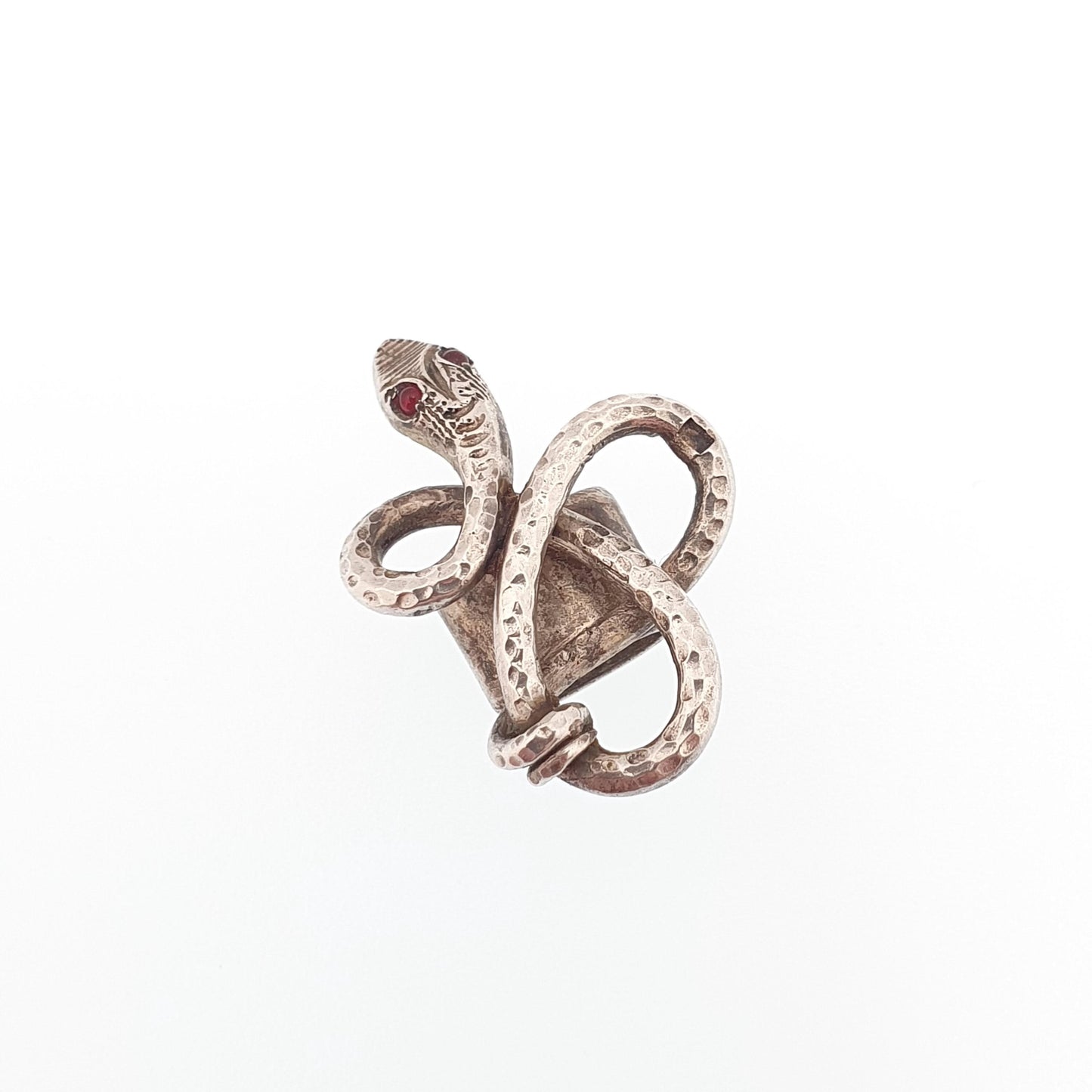 Antique Solid Silver Snake Chain Slider For Necklace Bracelet Ruby Paste Serpent Eternal Love Vintage Jewelry Jewellery