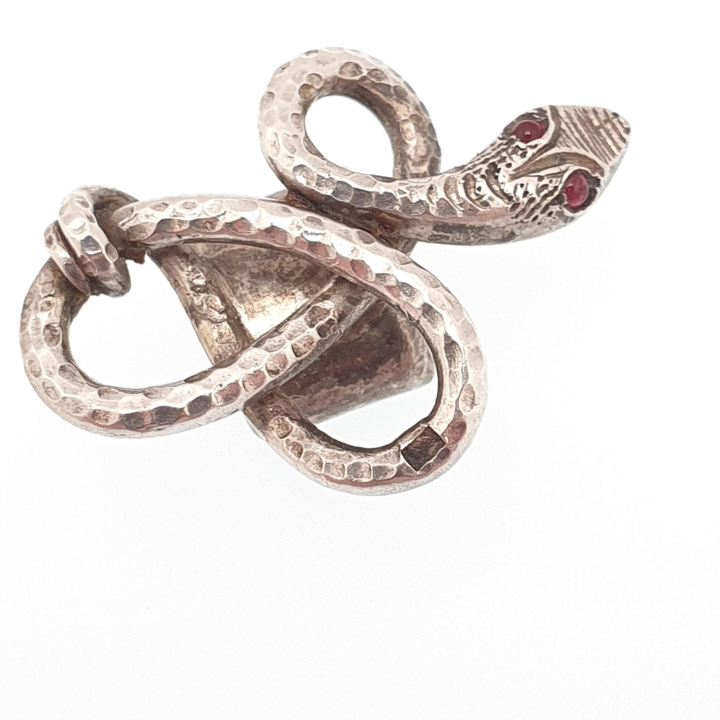 Antique Solid Silver Snake Chain Slider For Necklace Bracelet Ruby Paste Serpent Eternal Love Vintage Jewelry Jewellery