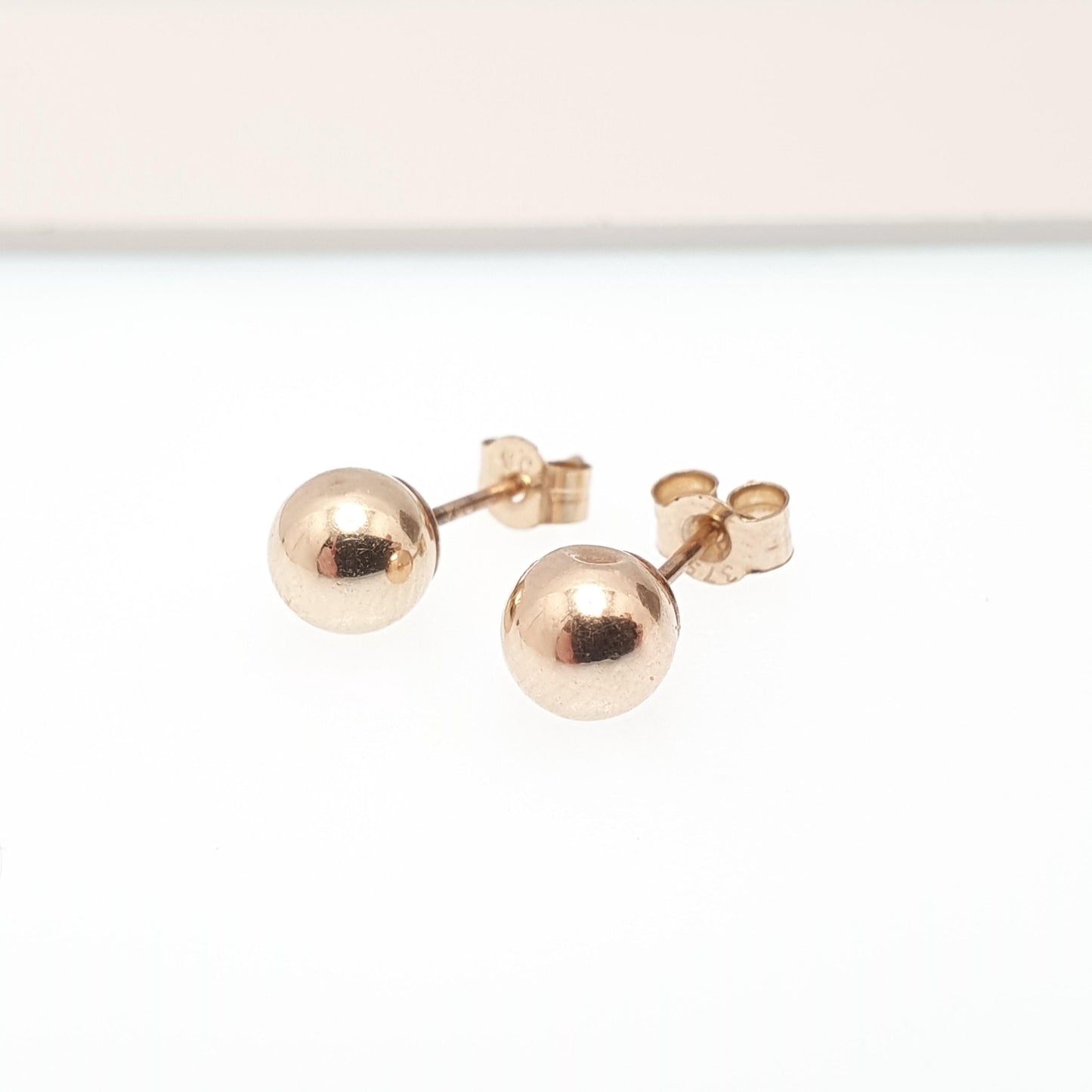 Vintage 9k 9ct Gold Ball Bead Stud Earrings Sphere Round 1980s Retro Yellow 375 Jewelry Jewellery