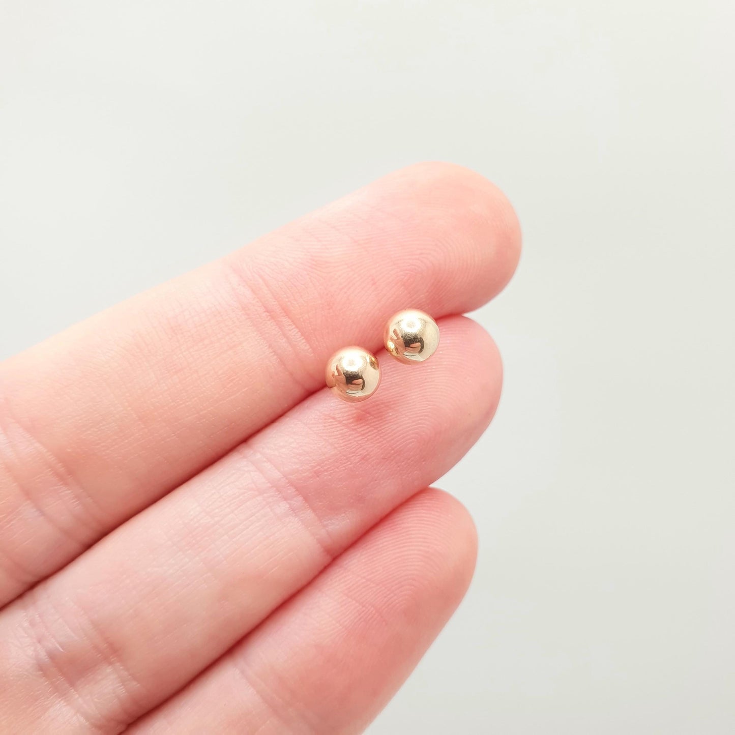 Vintage 9k 9ct Gold Ball Bead Stud Earrings Sphere Round 1980s Retro Yellow 375 Jewelry Jewellery