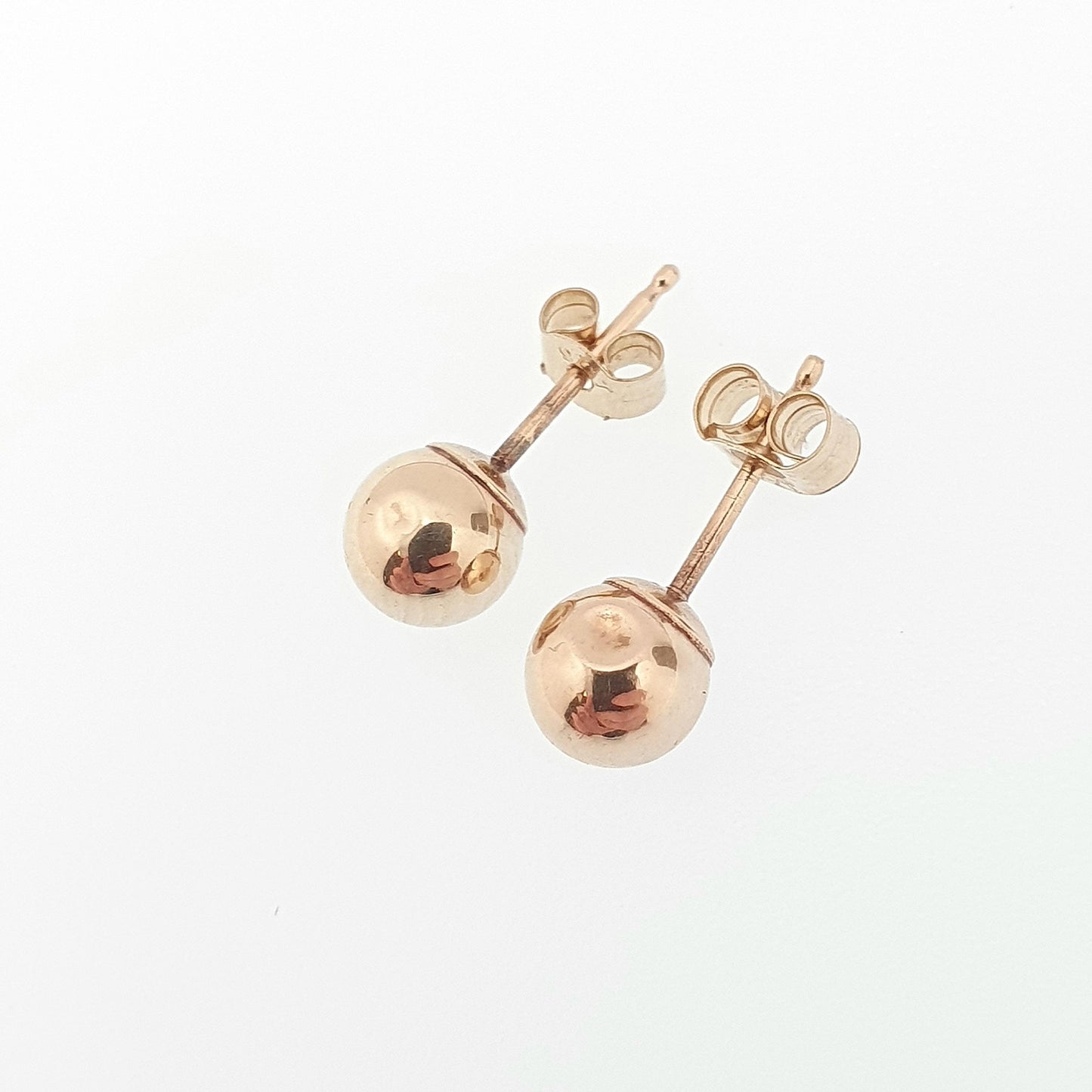 Vintage 9k 9ct Gold Ball Bead Stud Earrings Sphere Round 1980s Retro Yellow 375 Jewelry Jewellery