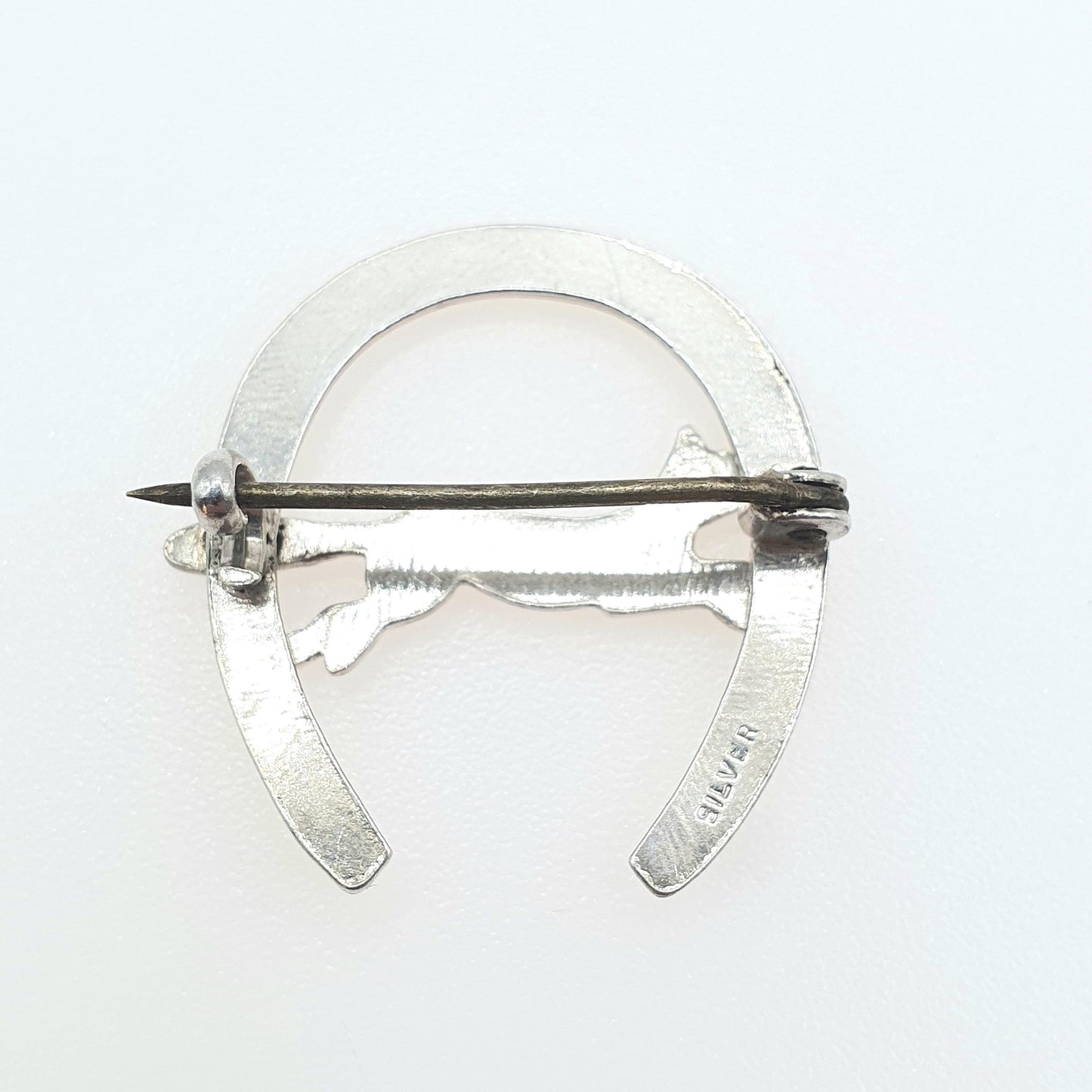 Antique Victorian Solid Silver Horseshoe Fox Brooch Good Luck Lucky Vintage Unisex Jewelry Jewellery