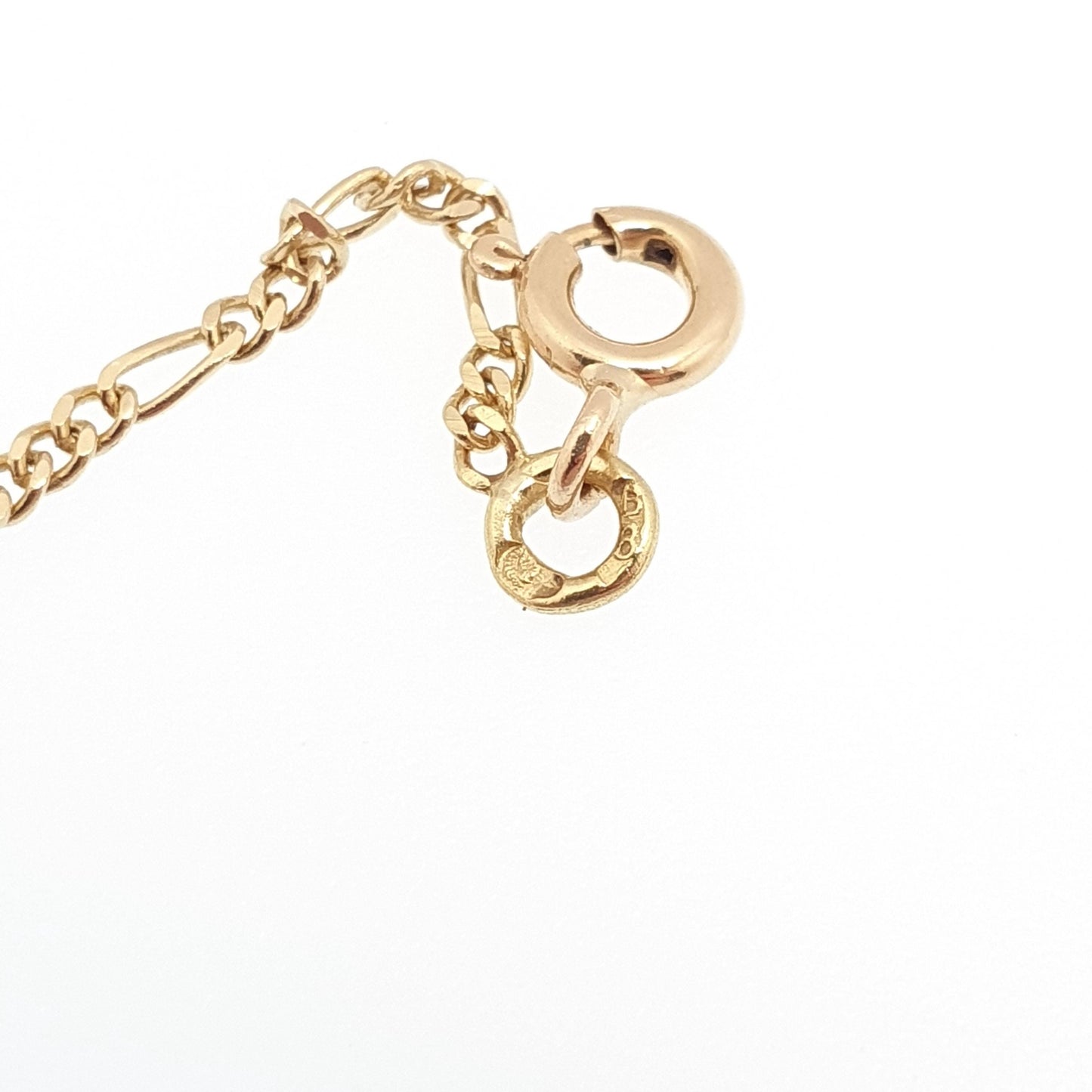 Vintage 18k 18ct Gold Chain Necklace Figaro Link Curb 43cm 16.9" 3.02g Yellow Solid 18 Carat Mens Womens Jewelry Jewellery