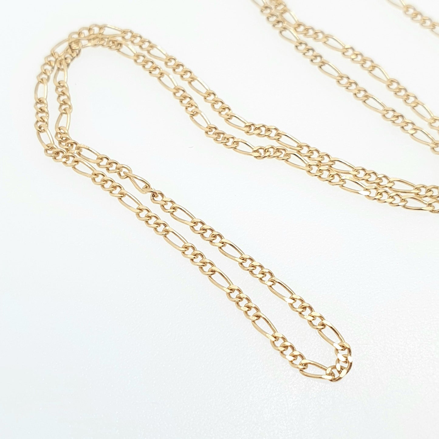 Vintage 18k 18ct Gold Chain Necklace Figaro Link Curb 43cm 16.9" 3.02g Yellow Solid 18 Carat Mens Womens Jewelry Jewellery