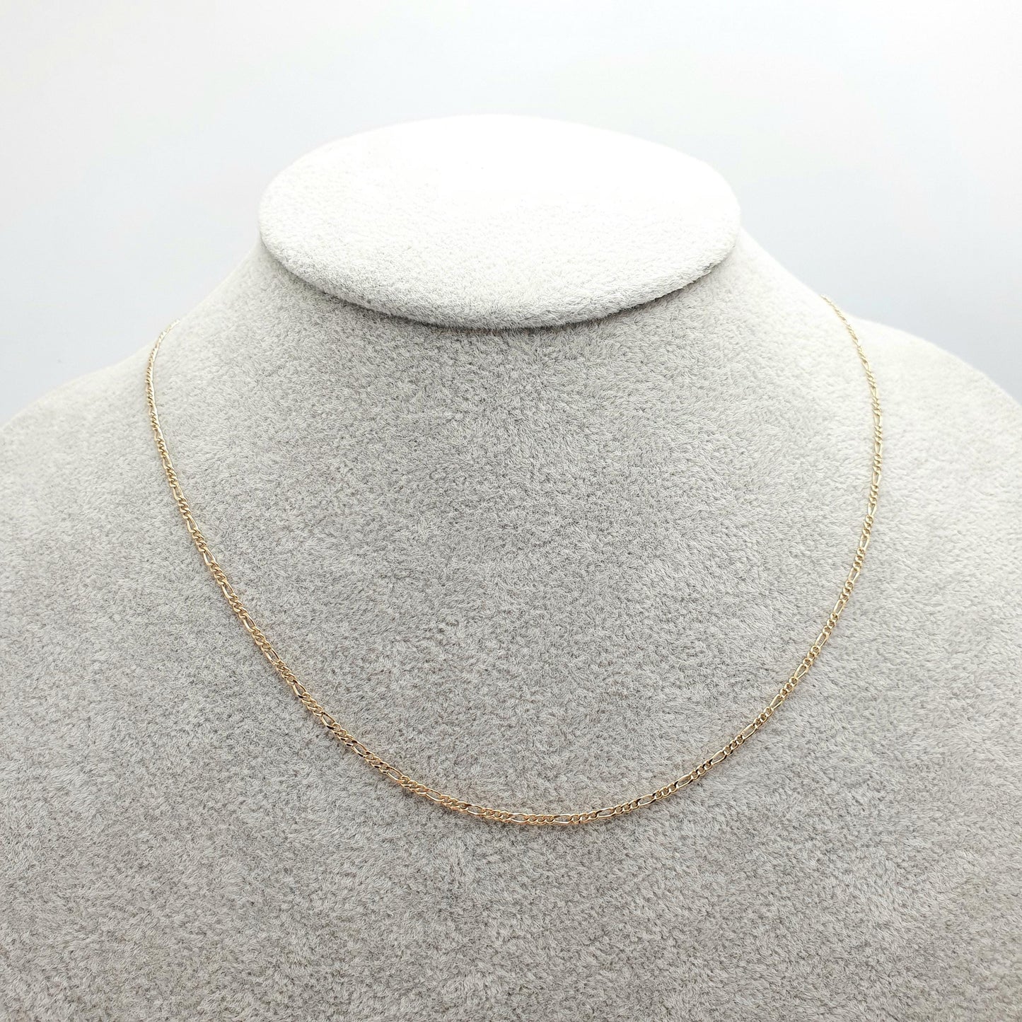 Vintage 18k 18ct Gold Chain Necklace Figaro Link Curb 43cm 16.9" 3.02g Yellow Solid 18 Carat Mens Womens Jewelry Jewellery