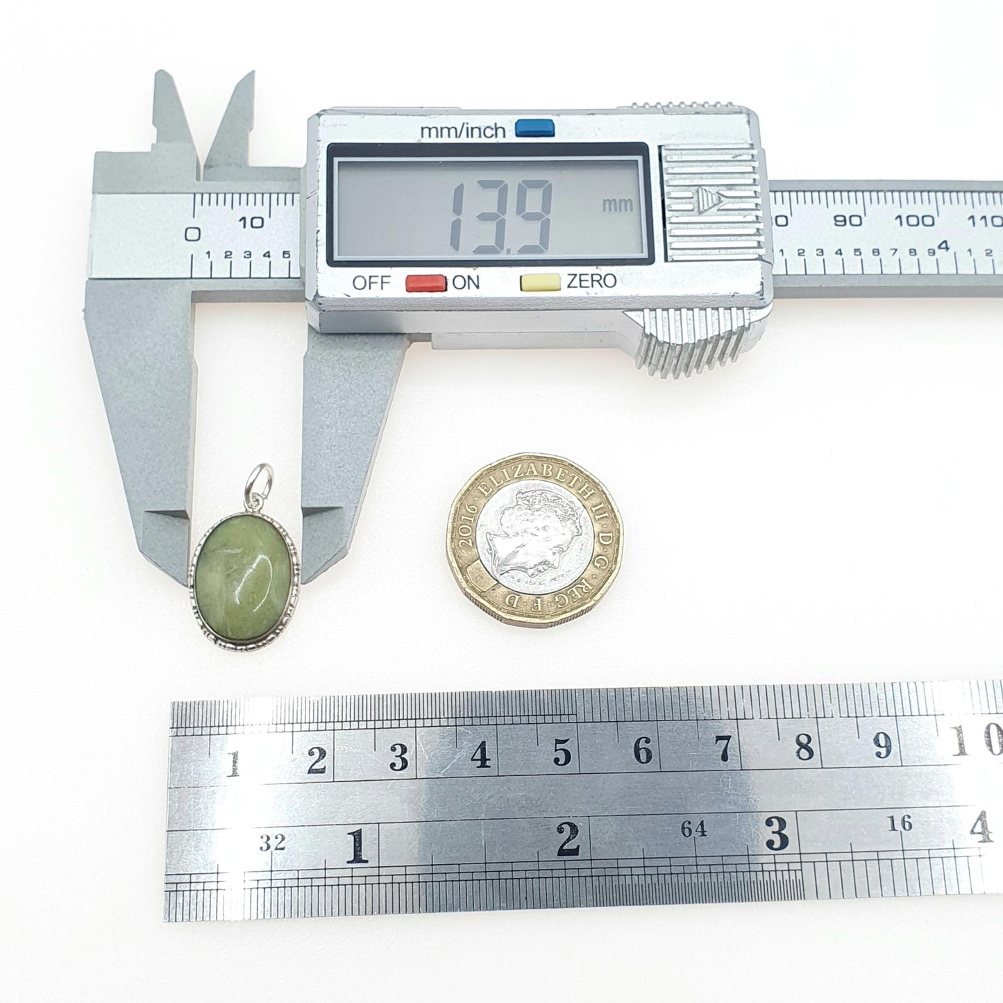 Vintage Sterling Silver Connemara Marble Pendant Irish Green Hardstone Gemstone Oval Good Luck Womens Unisex Jewelry Jewellery