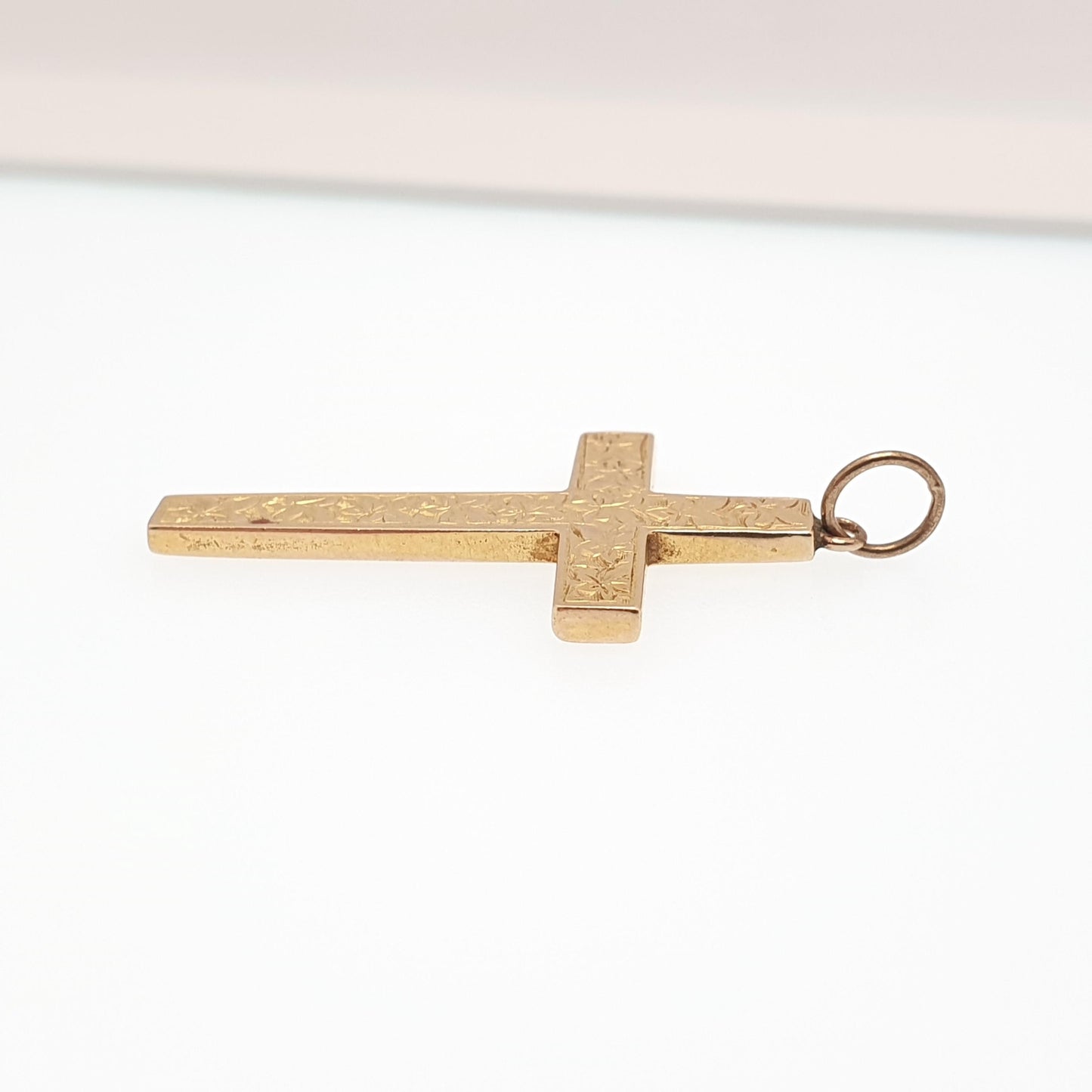 Antique 15ct Gold Crucifix Pendant Victorian Cross Necklace 1899 Hallmark 15kt 625 Yellow Engraved Vintage Jewellery Jewelry