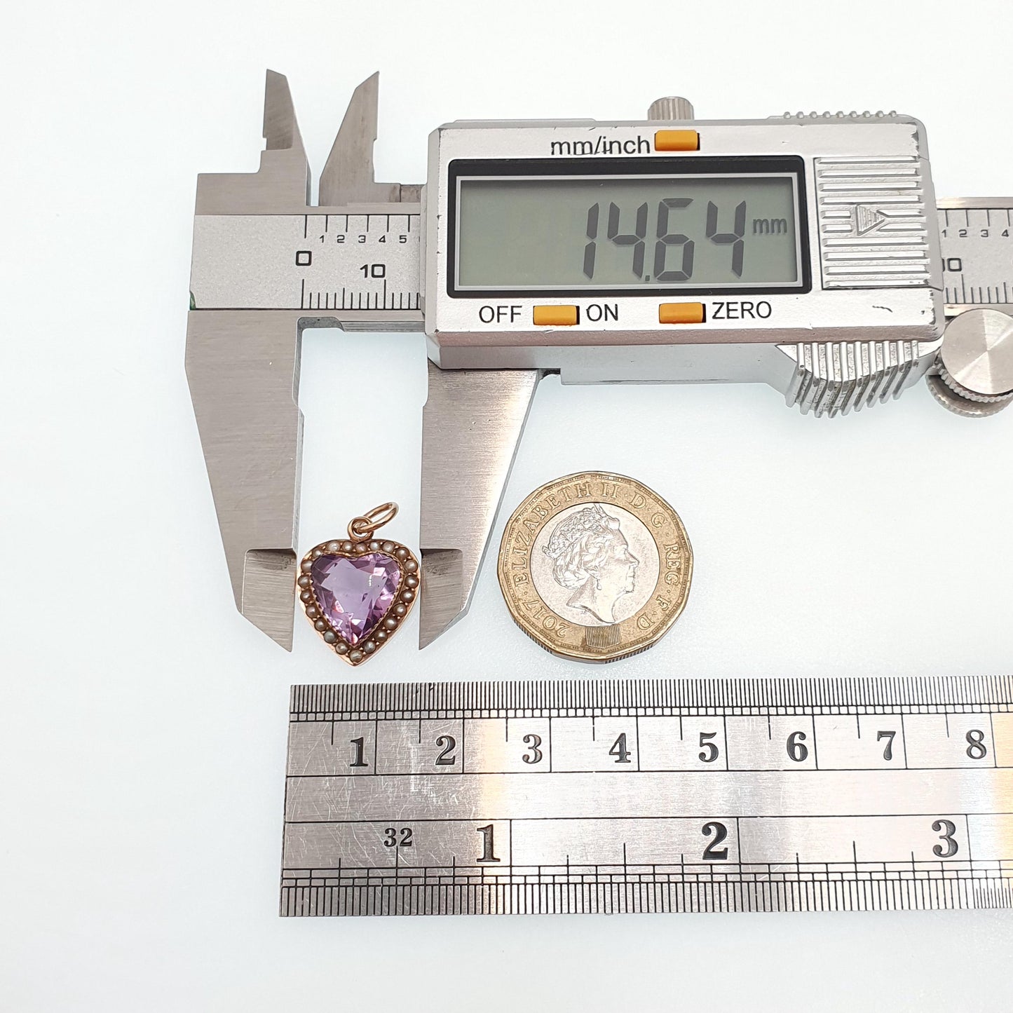 Antique Victorian 9ct Gold Amethyst Heart Pendant Seed Pearl Necklace Puffer Heart Cut Solid 9k 375 9kt Jewelry Jewellery