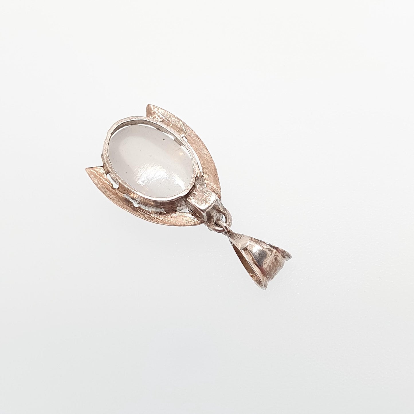 Antique Solid Silver Moonstone Wishbone Necklace Pendant Victorian Diamond Paste White Adularescence Jewelry Jewellery