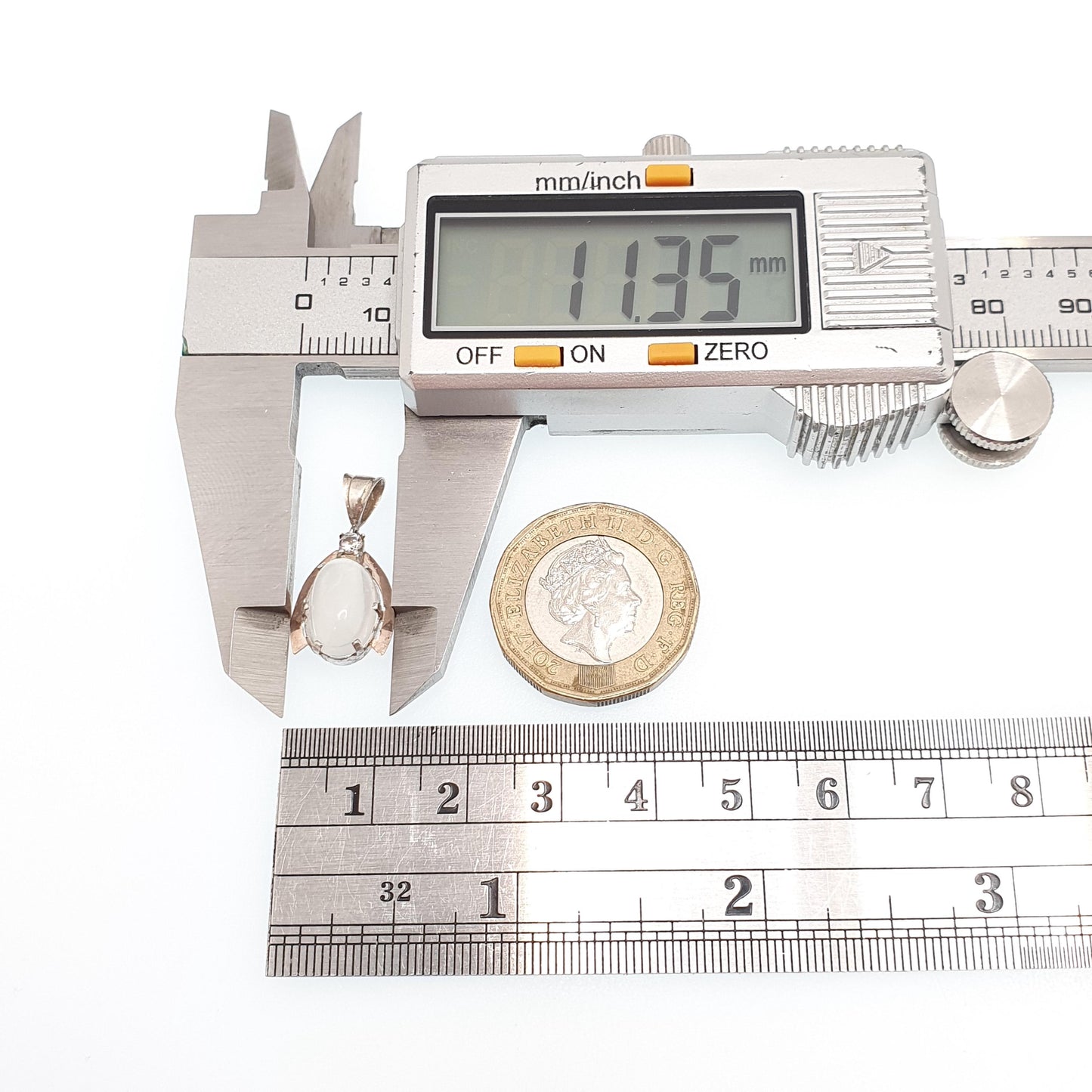 Antique Solid Silver Moonstone Wishbone Necklace Pendant Victorian Diamond Paste White Adularescence Jewelry Jewellery