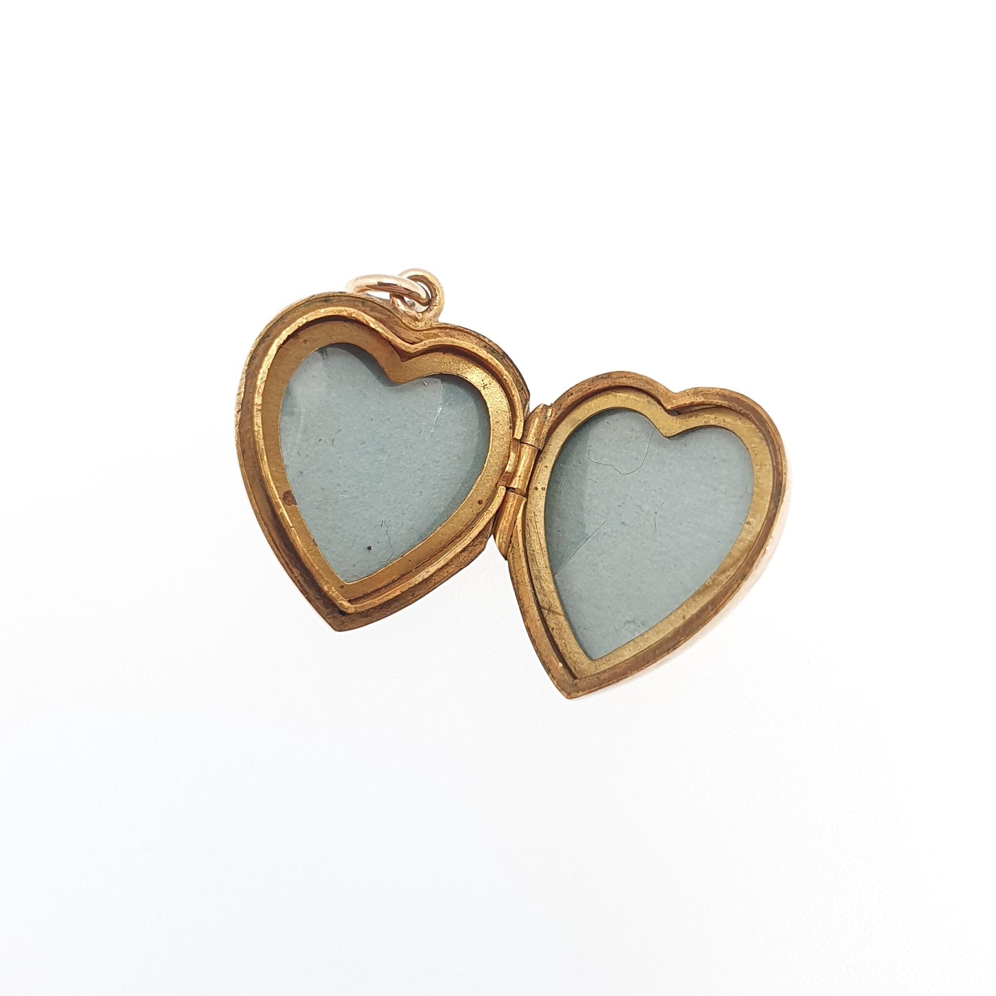 Antique 9ct 9k Gold Heart Locket Sunburst Art Deco Solid Yellow Gold Back & Front Engraved 1920s Necklace Photo Pendant Jewelry Jewellery