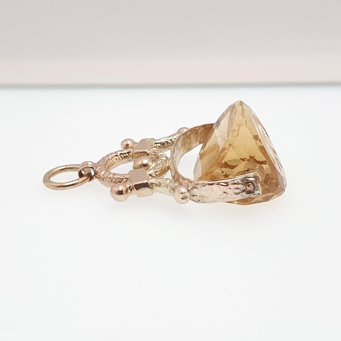 Antique Griffin 9ct 9k Gold Citrine Spinner Intaglio Fob Pendant Necklace Georgian & Victorian Follow You Own Desire Jewelry