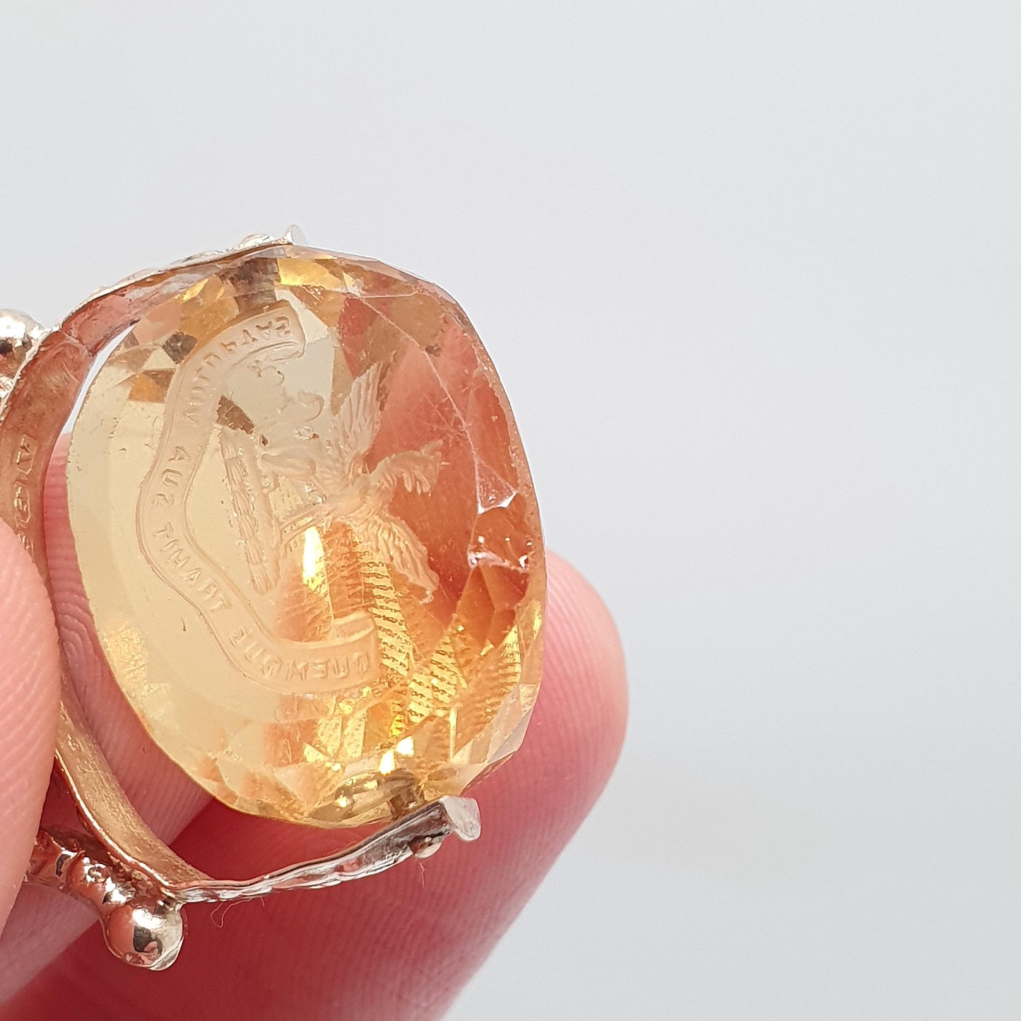 Antique Griffin 9ct 9k Gold Citrine Spinner Intaglio Fob Pendant Necklace Georgian & Victorian Follow You Own Desire Jewelry