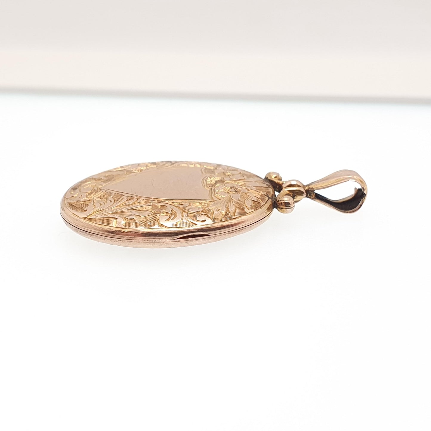 Antique Solid 9k 375 Gold Locket Oval 1907 Hallmark Shield Engraved All 9ct 9kt Gold Necklace Photo Picture Pendant Jewelry Jewellery