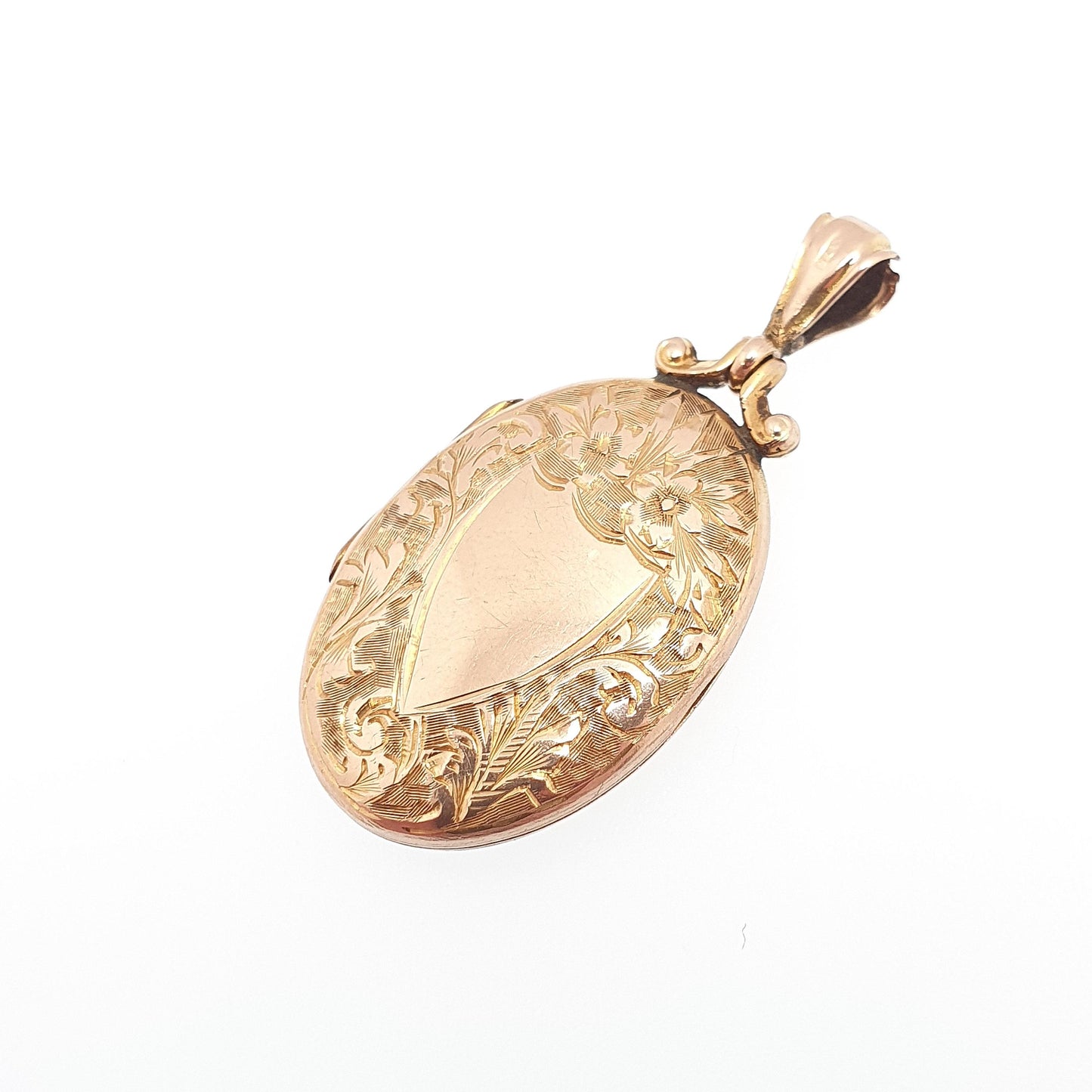 Antique Solid 9k 375 Gold Locket Oval 1907 Hallmark Shield Engraved All 9ct 9kt Gold Necklace Photo Picture Pendant Jewelry Jewellery