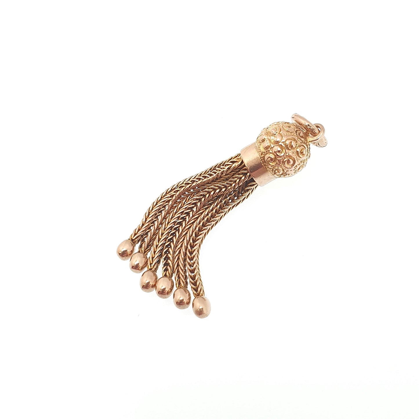 Antique 9ct Gold Tassel Fob Victorian Necklace Pendant Solid 9k 9kt Yellow Charm 1800s Genuine Albert Albertina Vintage